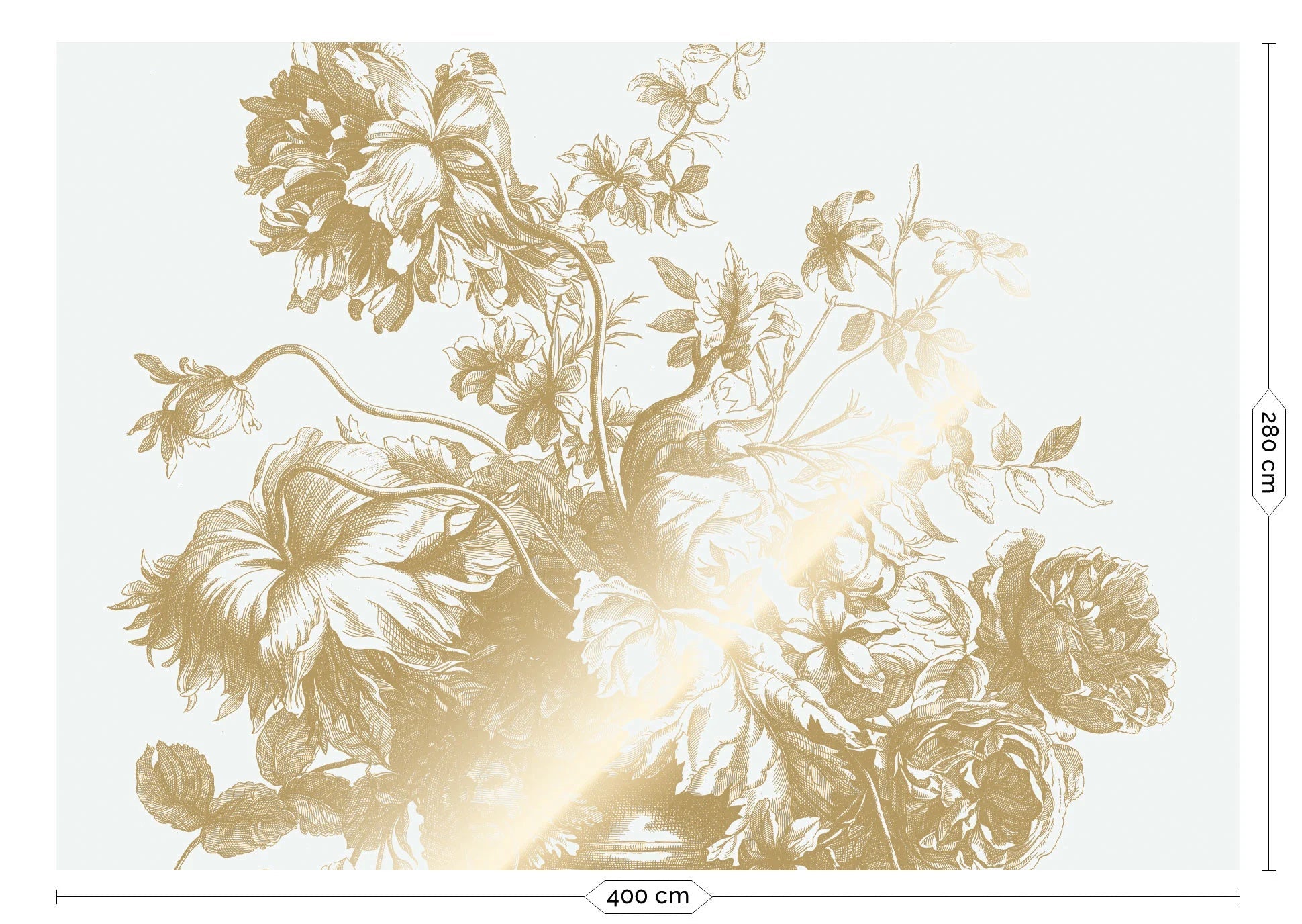 KEK Amsterdam - Gold Tapete Engraved Flowers Grauweiß-Tapeten-KEK Amsterdam-8 Bahnen 400 x 280 cm-TOJU Interior