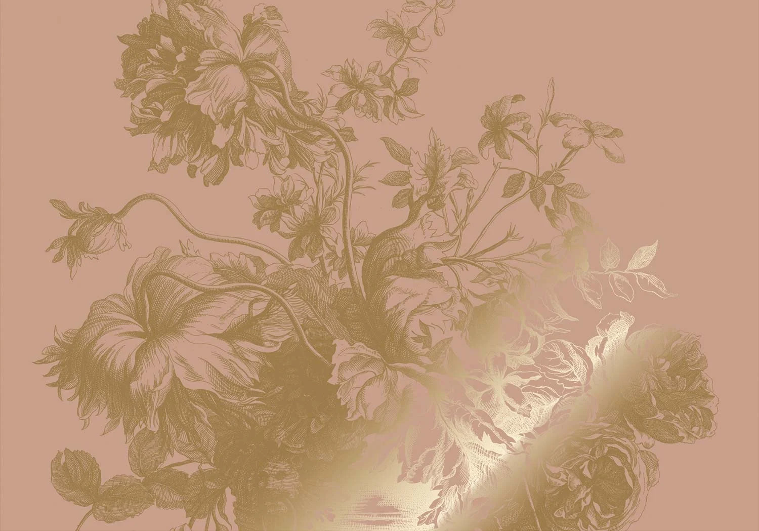 KEK Amsterdam - Gold Tapete Engraved Flowers Rosa-Tapeten-KEK Amsterdam-TOJU Interior