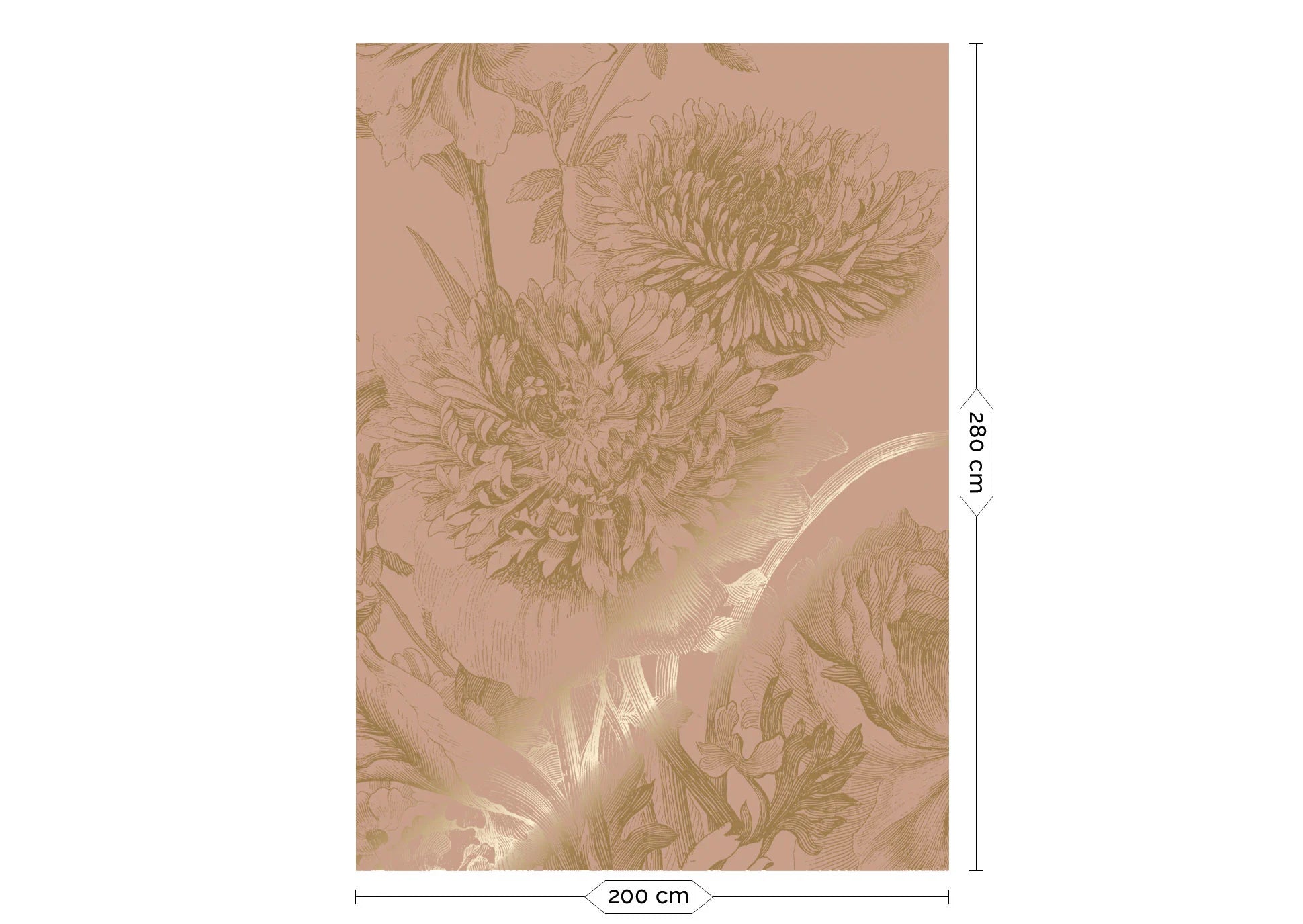 KEK Amsterdam - Gold Tapete Engraved Flowers Rosa-Tapeten-KEK Amsterdam-4 Bahnen 200 x 280 cm-TOJU Interior