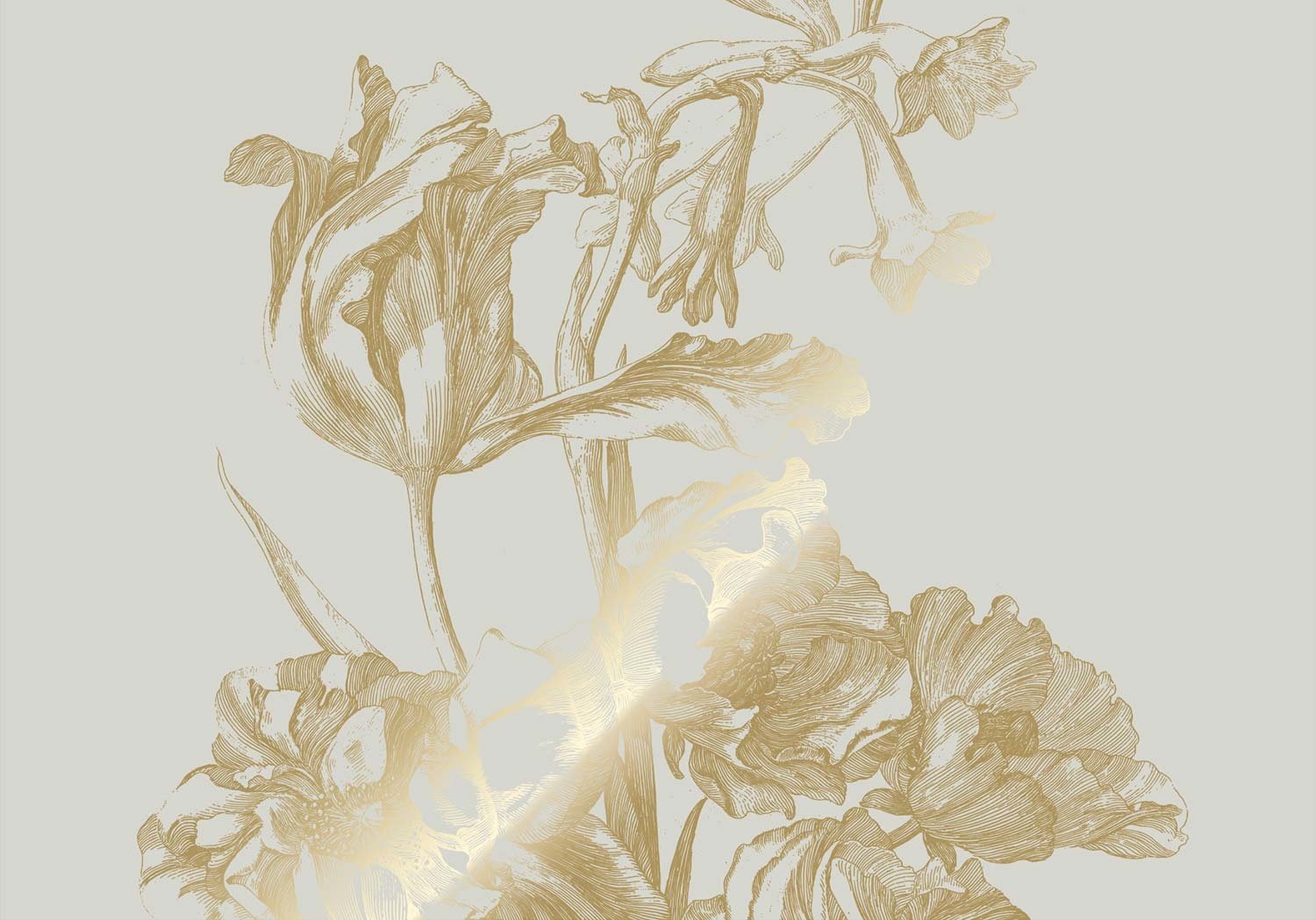 KEK Amsterdam - Gold Tapete Engraved Flowers Sand-Tapeten-KEK Amsterdam-TOJU Interior