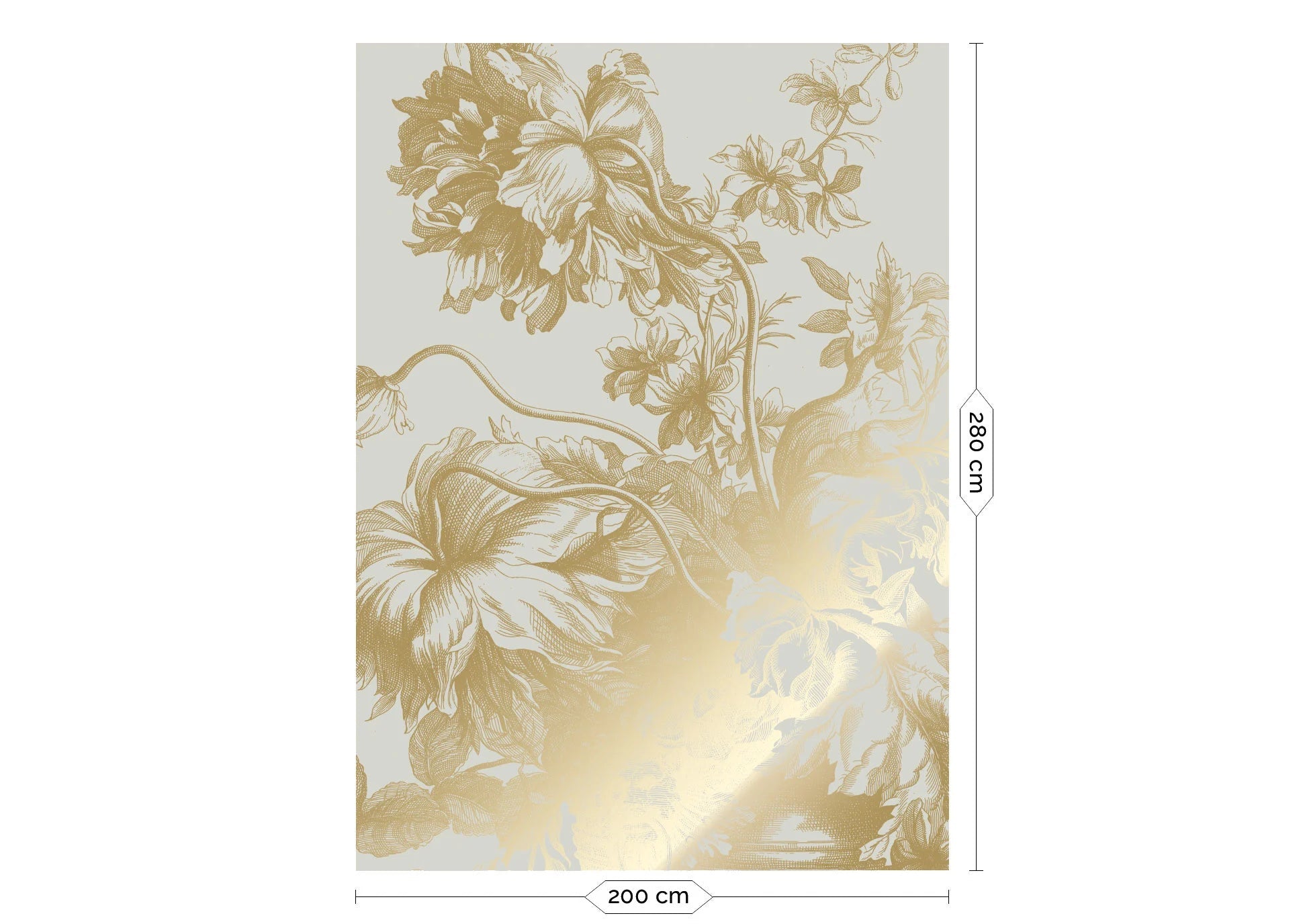 KEK Amsterdam - Gold Tapete Engraved Flowers Sand-Tapeten-KEK Amsterdam-4 Bahnen 200 x 280 cm-TOJU Interior