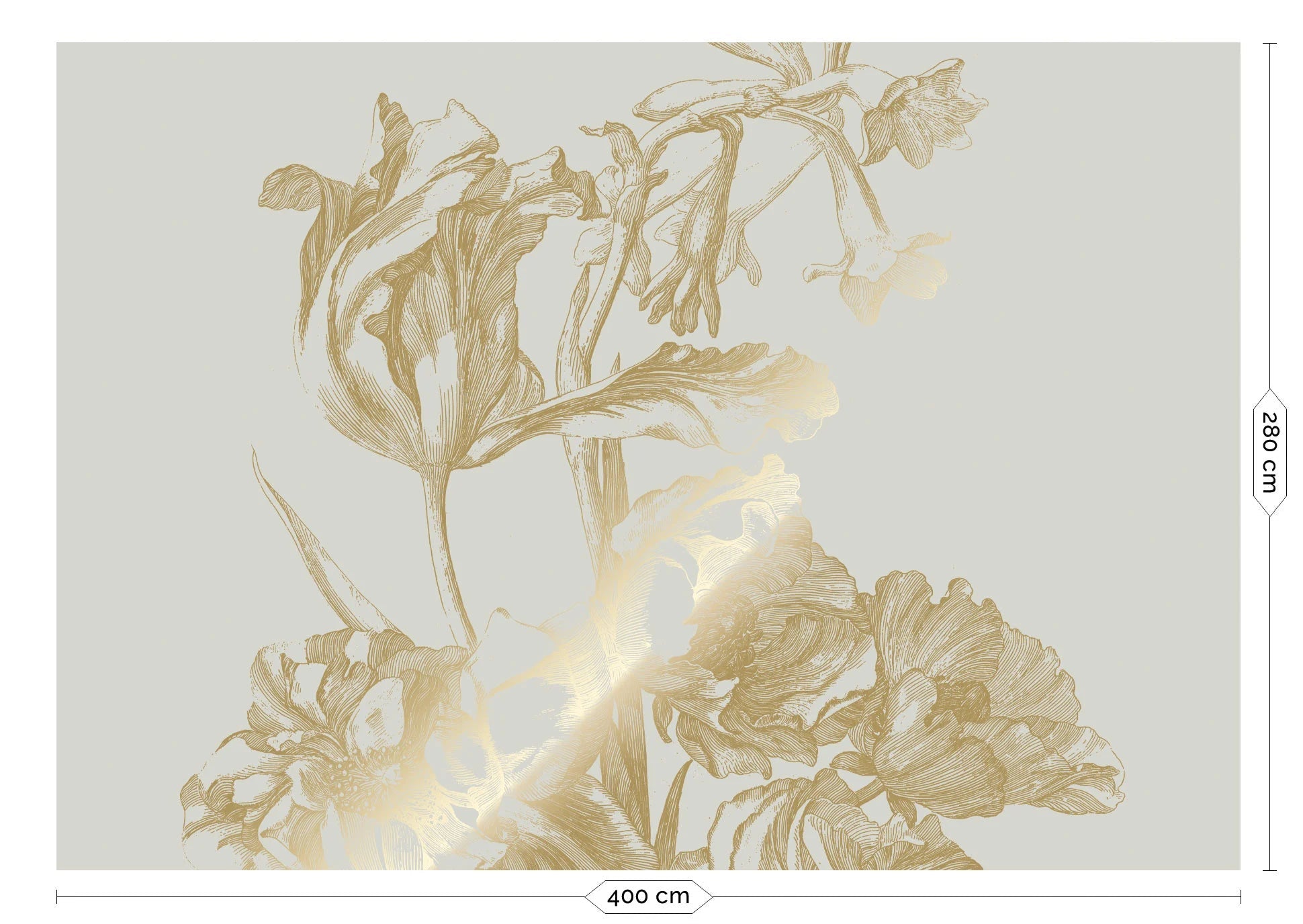 KEK Amsterdam - Gold Tapete Engraved Flowers Sand-Tapeten-KEK Amsterdam-8 Bahnen 400 x 280 cm-TOJU Interior