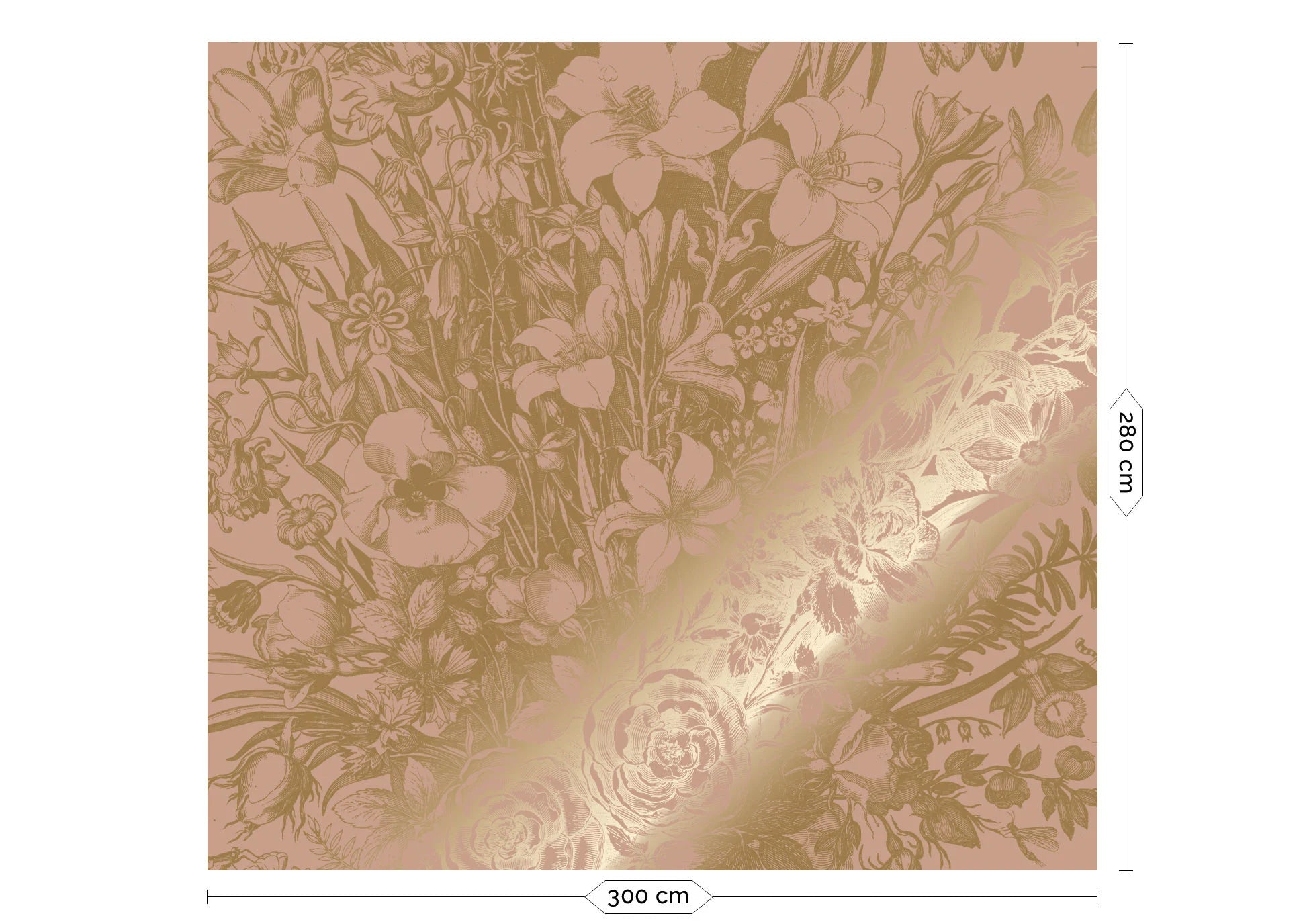 KEK Amsterdam - Gold Tapete Engraved Flowers-Tapeten-KEK Amsterdam-6 Bahnen 300 x 280 cm-TOJU Interior