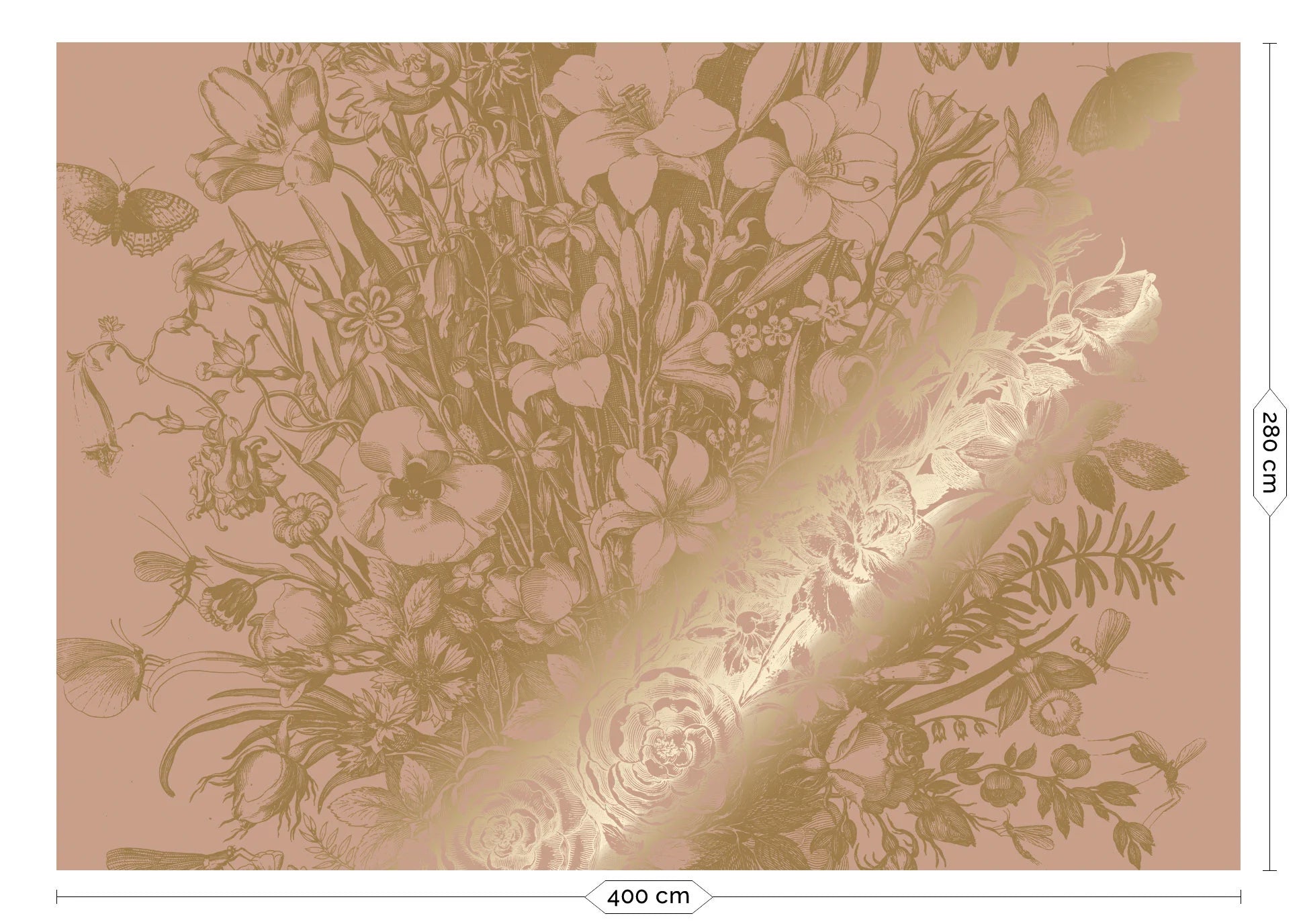 KEK Amsterdam - Gold Tapete Engraved Flowers-Tapeten-KEK Amsterdam-8 Bahnen 400 x 280 cm-TOJU Interior