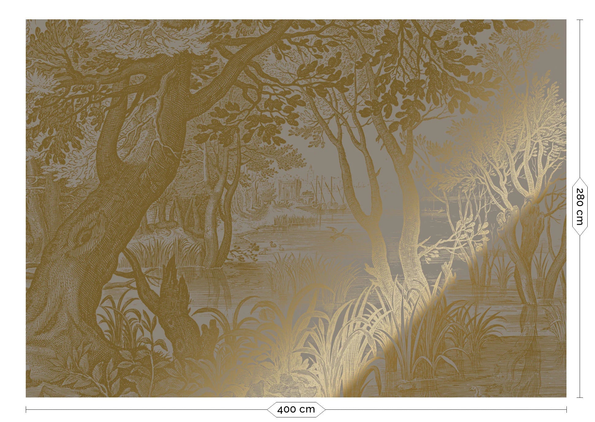 KEK Amsterdam - Gold Tapete Engraved Landscapes Grau-Tapeten-KEK Amsterdam-8 Bahnen 400 x 280 cm-TOJU Interior