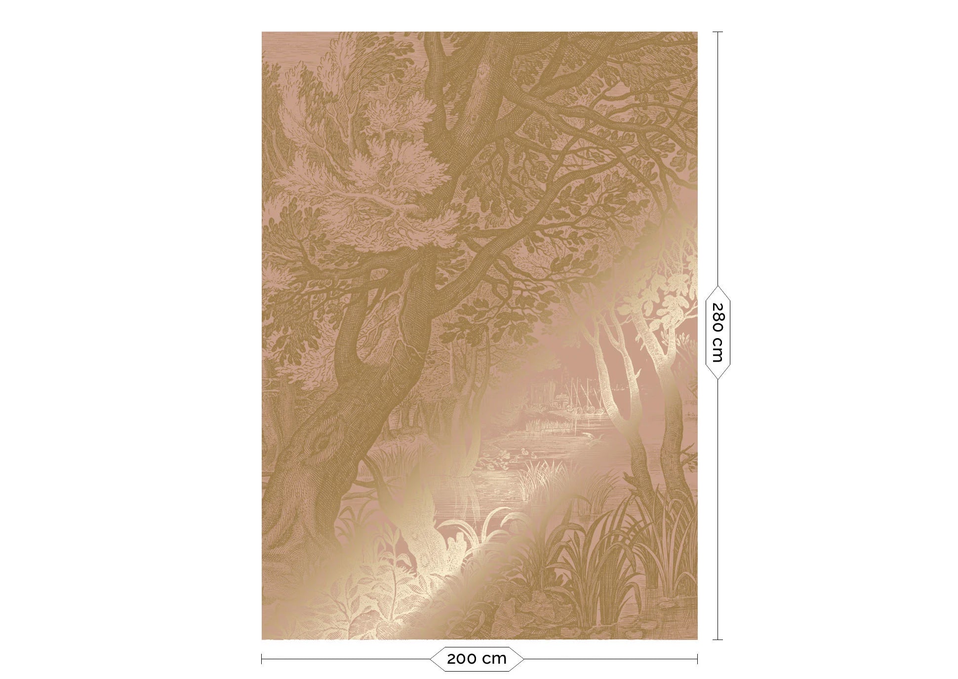 KEK Amsterdam - Gold Tapete Engraved Landscapes Rosa-Tapeten-KEK Amsterdam-4 Bahnen 200 x 280 cm-TOJU Interior