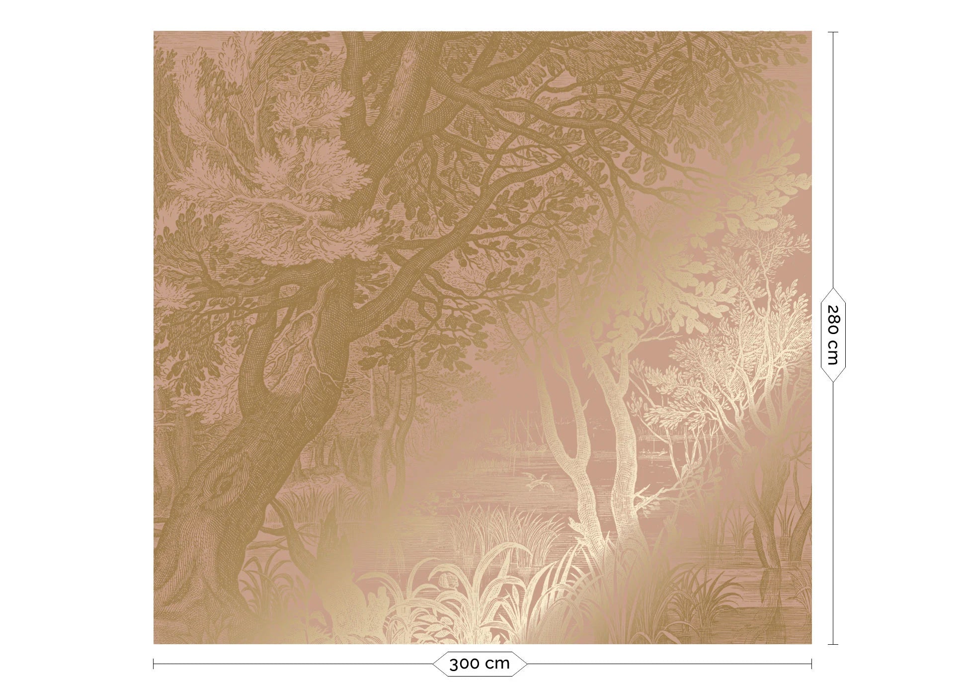 KEK Amsterdam - Gold Tapete Engraved Landscapes Rosa-Tapeten-KEK Amsterdam-6 Bahnen 300 x 280 cm-TOJU Interior