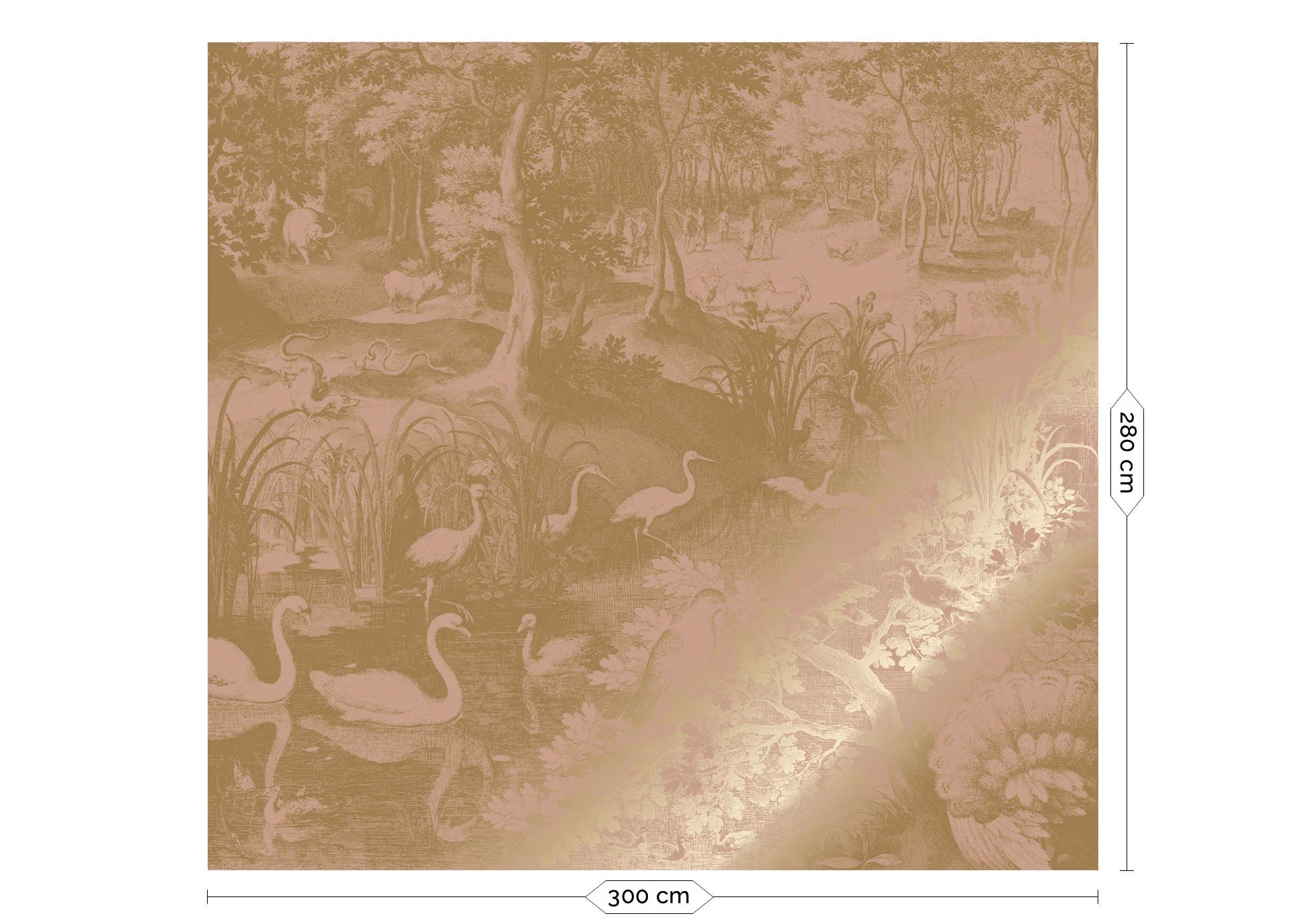 KEK Amsterdam - Gold Tapete Engraved Landscapes Rosa-Tapeten-KEK Amsterdam-6 Bahnen 300 x 280 cm-TOJU Interior