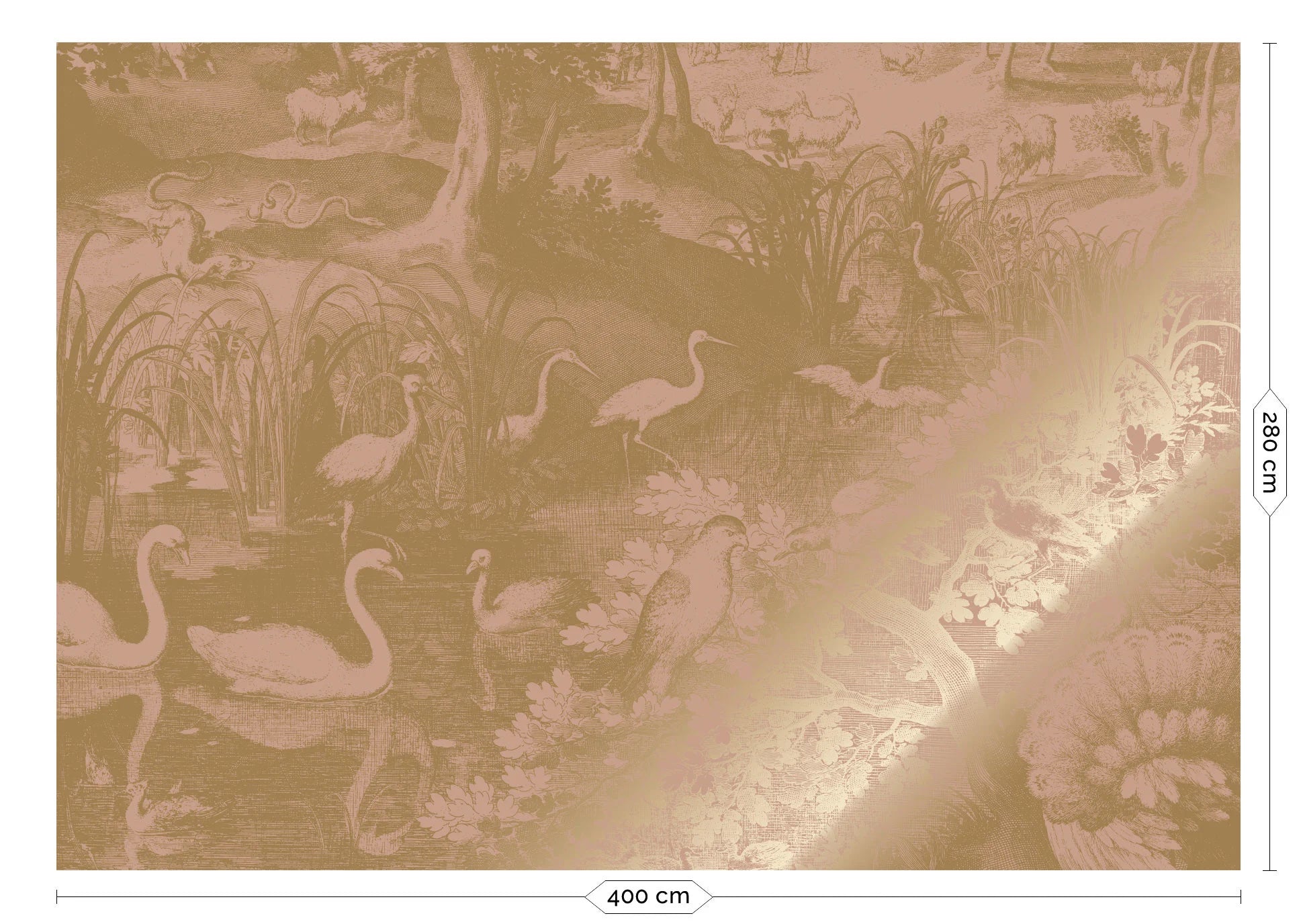 KEK Amsterdam - Gold Tapete Engraved Landscapes Rosa-Tapeten-KEK Amsterdam-8 Bahnen 400 x 280 cm-TOJU Interior