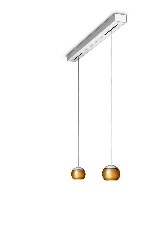 Oligo - Pendelleuchte Balino LED-Pendelleuchte-Oligo-Farbe Baldachin Aluminium gebürstet | Farbe Schirm Chrom matt Gold-2-flammig-42-880-26-06/08-TOJU Interior