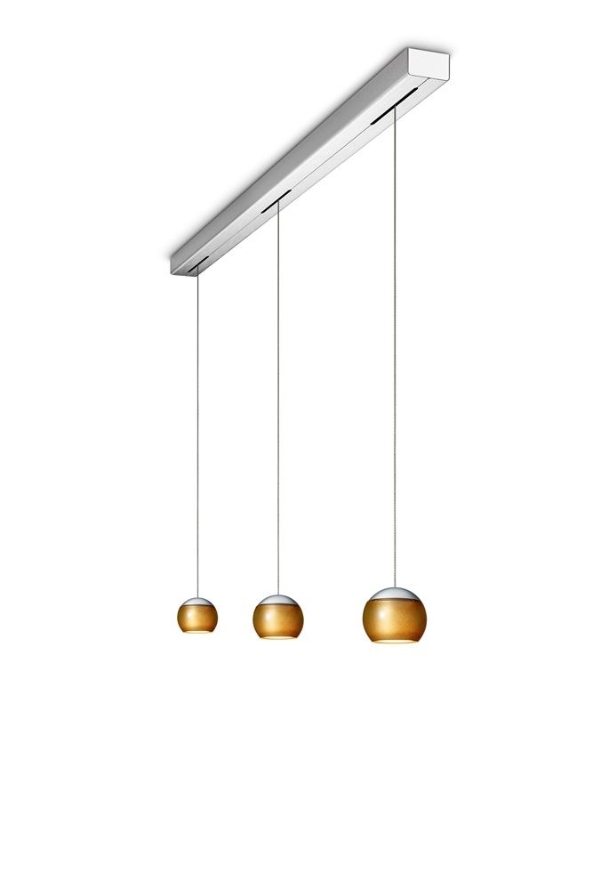 Oligo - Pendelleuchte Balino LED-Pendelleuchte-Oligo-Farbe Baldachin Aluminium gebürstet | Farbe Schirm Chrom matt Gold-3-flammig-42-880-35-06/08-TOJU Interior
