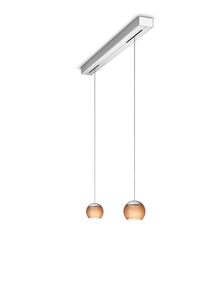 Oligo - Pendelleuchte Balino LED-Pendelleuchte-Oligo-Farbe Baldachin Aluminium gebürstet | Farbe Schirm Chrom matt Tabak-2-flammig-42-880-26-06/40-TOJU Interior