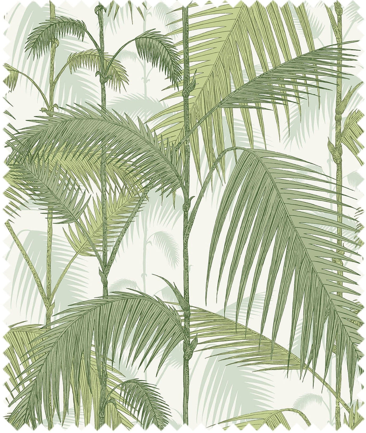 Cole & Son – Stoff Palm Jungle Linen Union – F111/2007LU – Olive Green on White