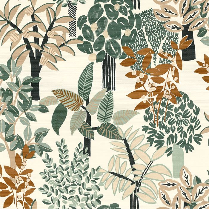 Casamance Peradeniya Tapete Blanc / Émeraude – 75940202