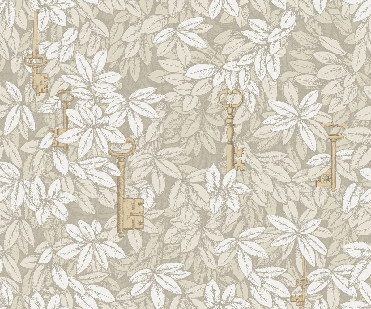 Cole & Son Chiavi Segrete Tapete in Parchment & Metallic Gold