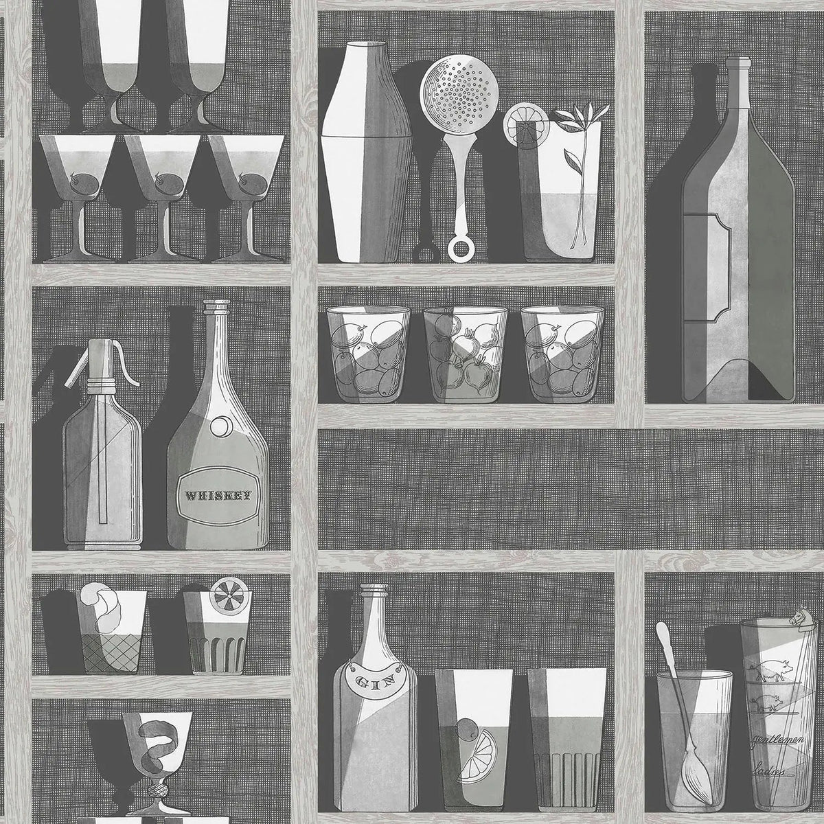 Cole & Son Cocktails Tapete in Soot & Snow
