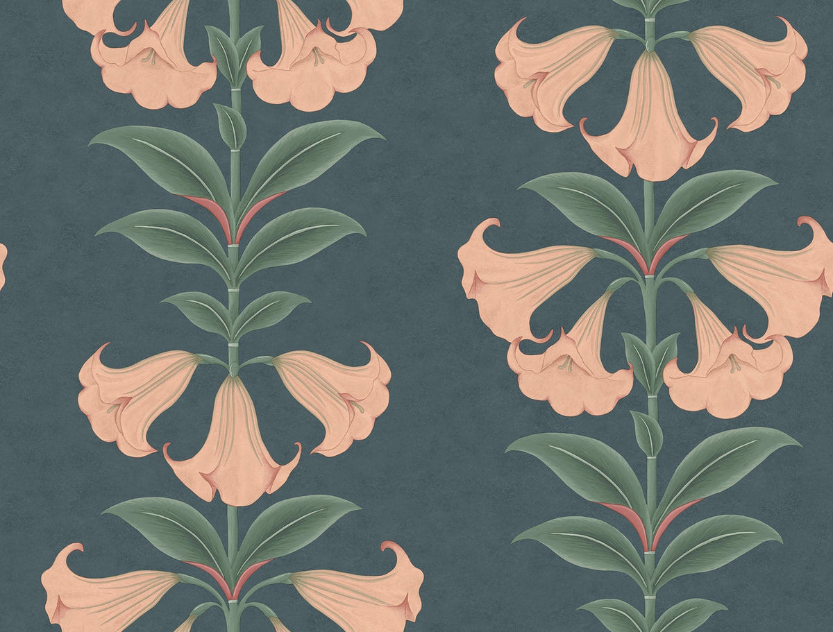 Cole & Son Angel’s Trumpet Tapete – Coral & Viridian on Ink (117/3009)