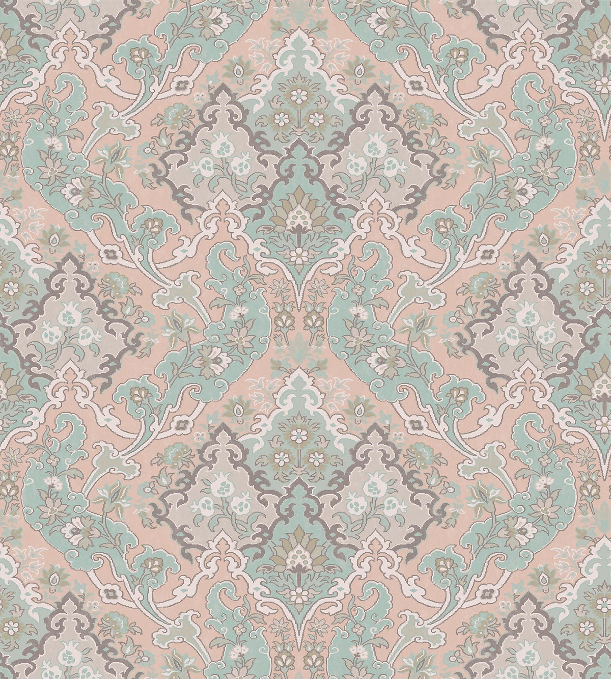 Cole & Son Pushkin Stone & Duck Egg on Plaster Pink 108/8044 – Muster