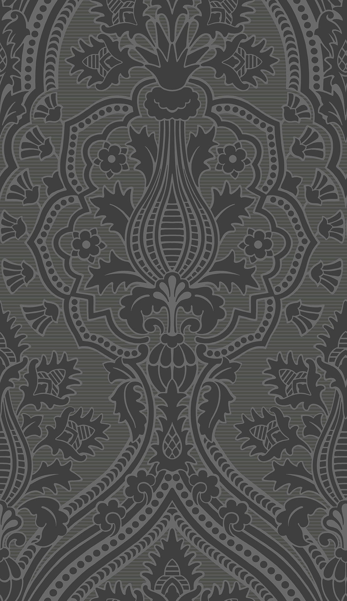 Cole & Son Pugin Palace Flock – Charcoal (116/9035), Musteransicht