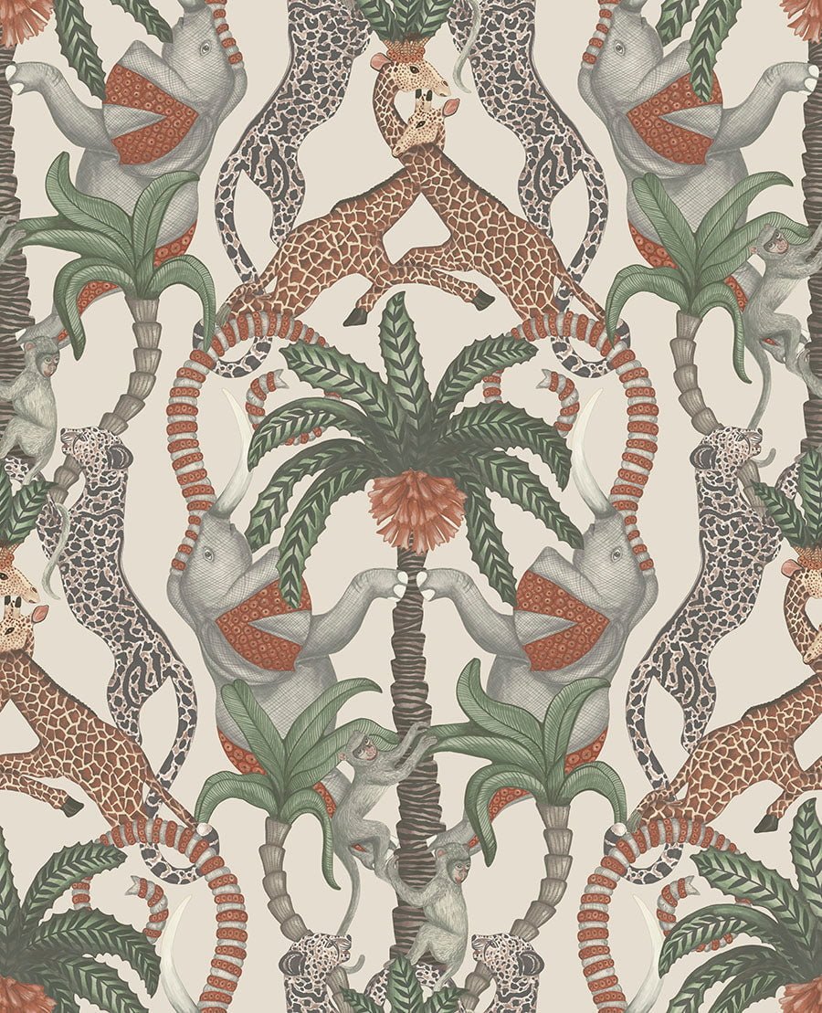 Cole & Son Safari Totem Terracotta & Forest Green on Stone 119/2011 – Muster