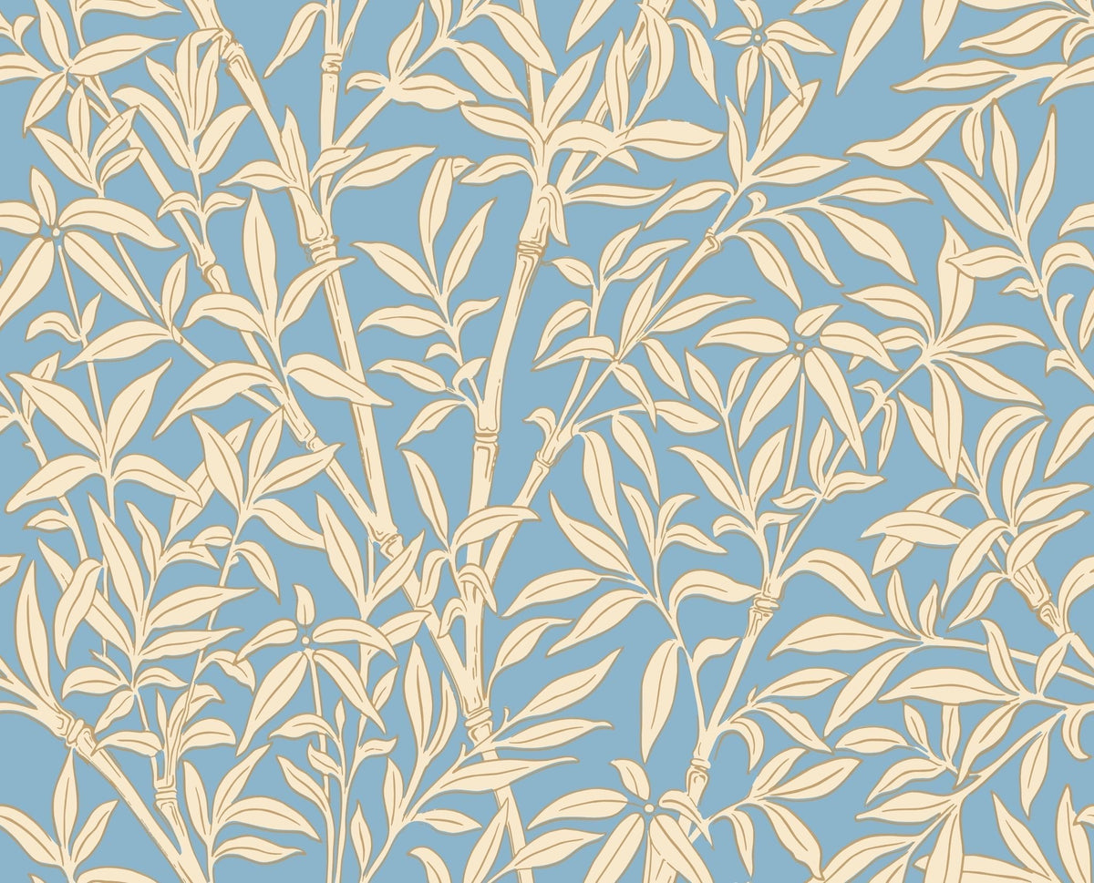 Cole & Son Bamboo Forest Buttercup Yellow on Cornflower Blue 127/1002 – Muster