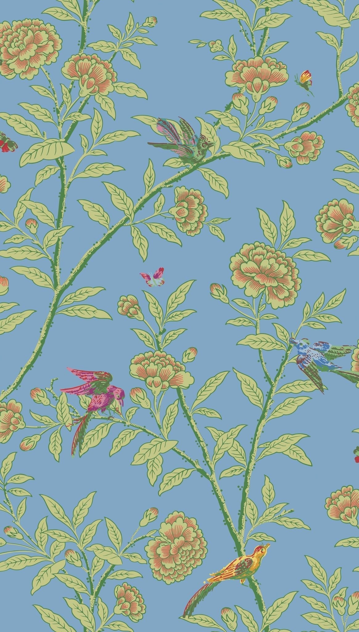 Cole & Son Roseberry with Birds – Hyacinth Blue (127/4022), Musteransicht