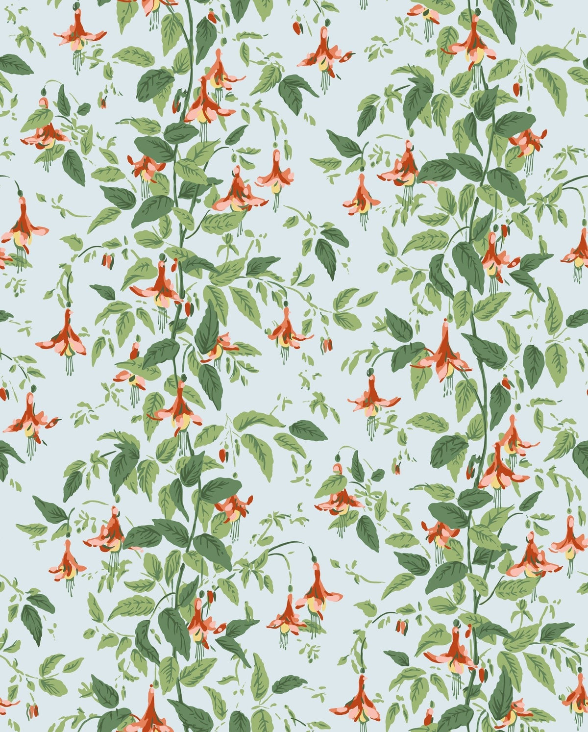 Cole & Son Fuchsia Coral and Leaf Green on Powder Blue 128/6029 – Muster