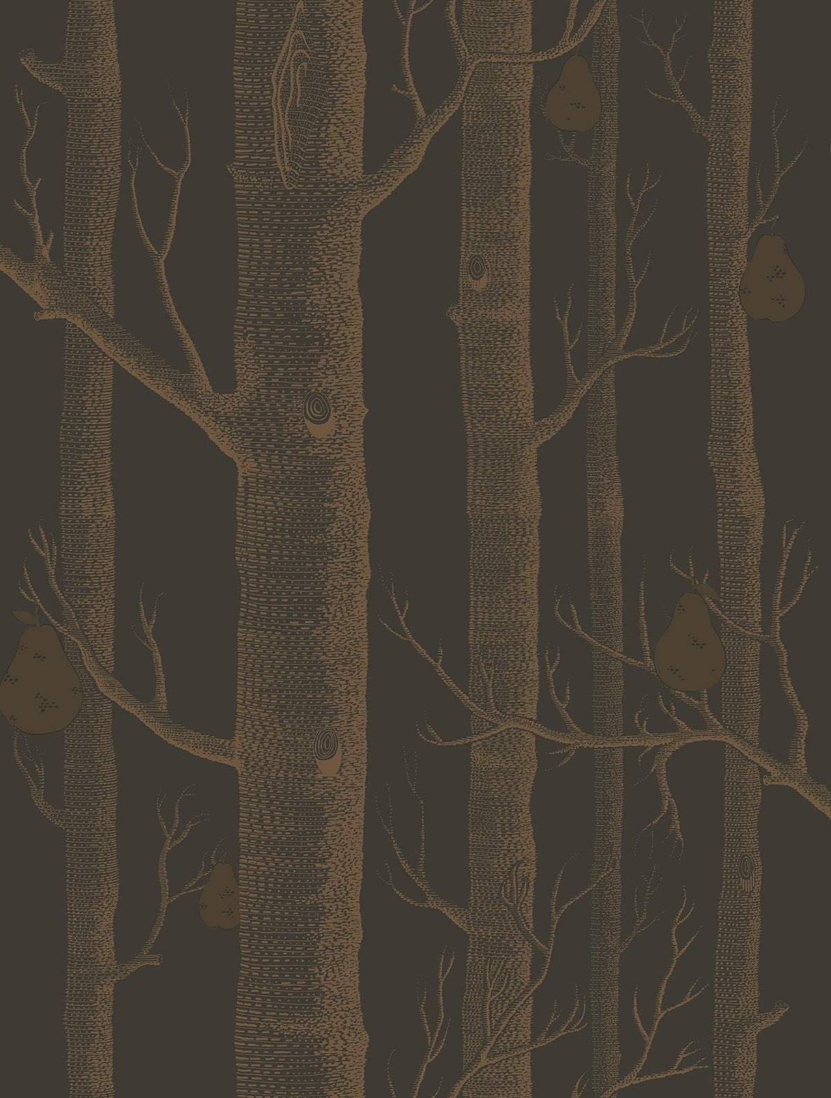 Cole & Son Woods & Pears Metallic Bronze on Charcoal 95/5028 – Muster