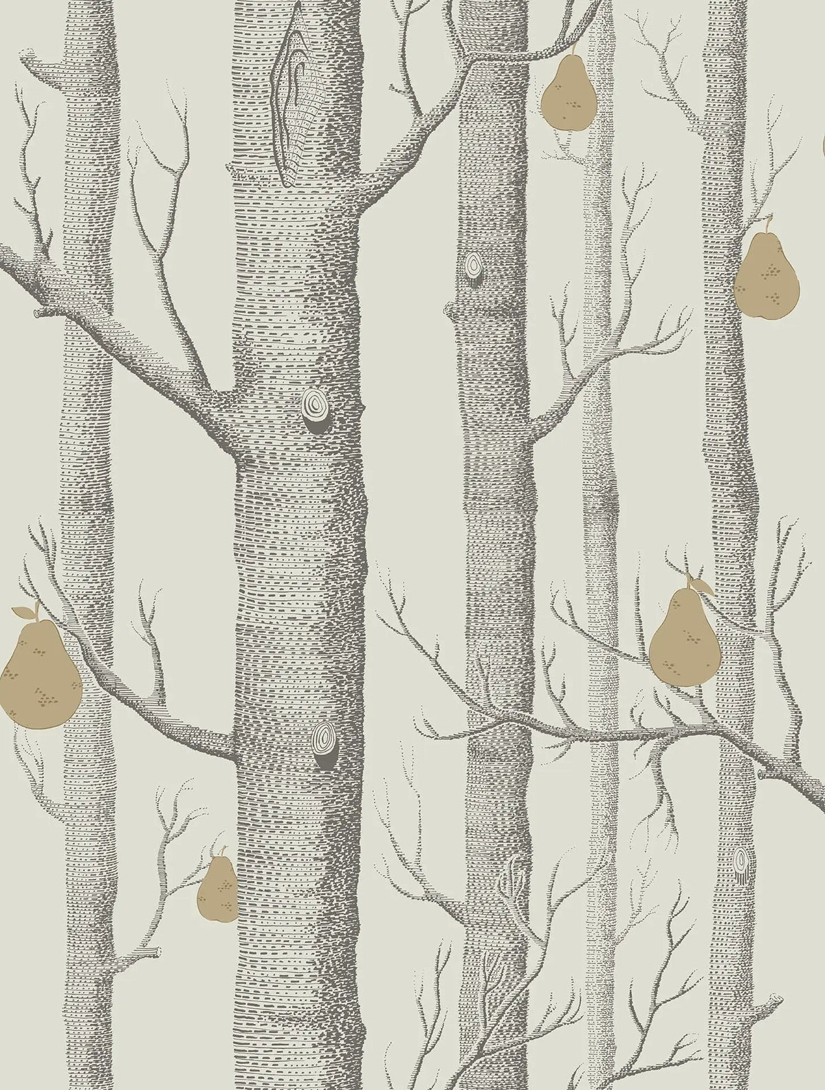 Cole & Son Woods & Pears Soot & Metallic Gold on Stone 95/5032 – Muster
