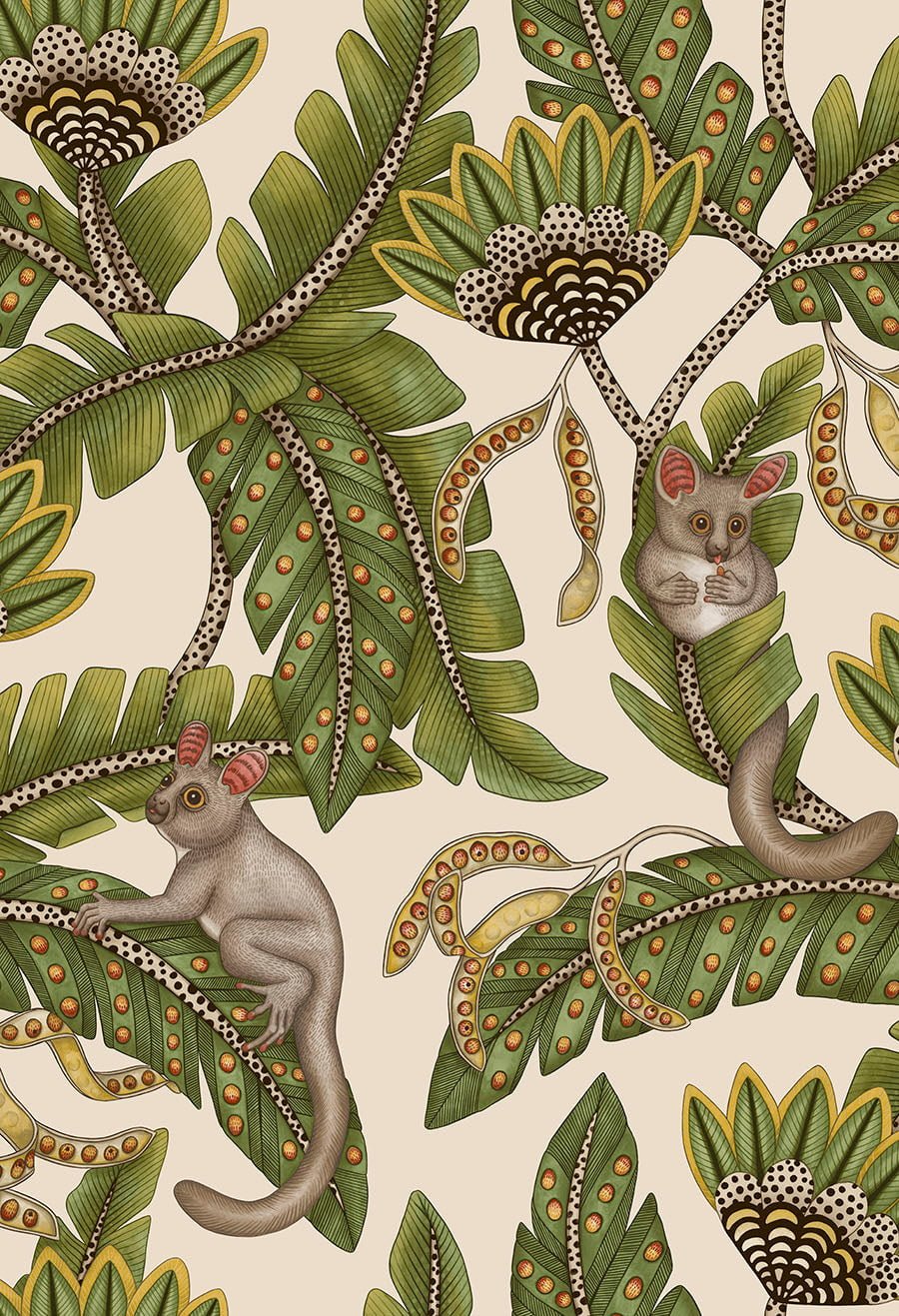 Cole & Son Bush Baby – Spring Green & Marigold on Stone (119/7032)