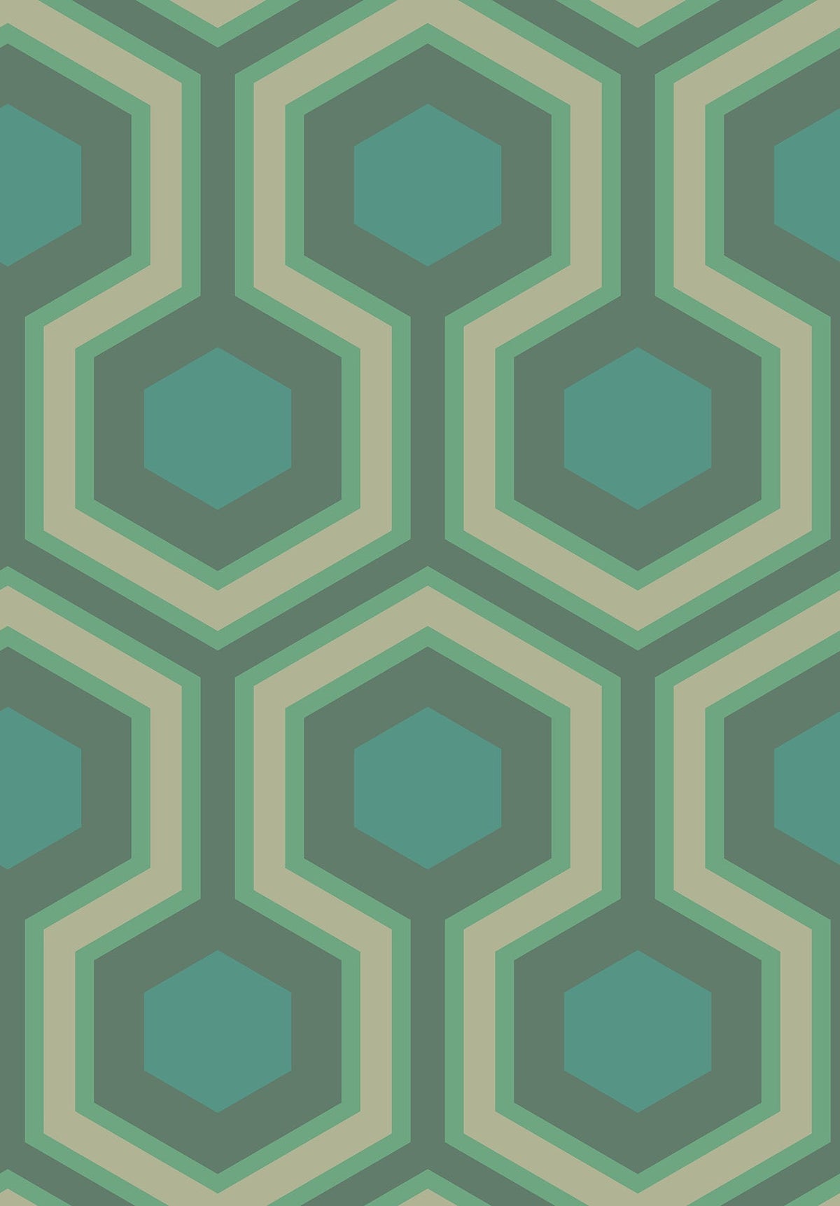 Cole & Son Hicks' Grand – Metallic Gilver & Teal on Dark Viridian (95/6034)
