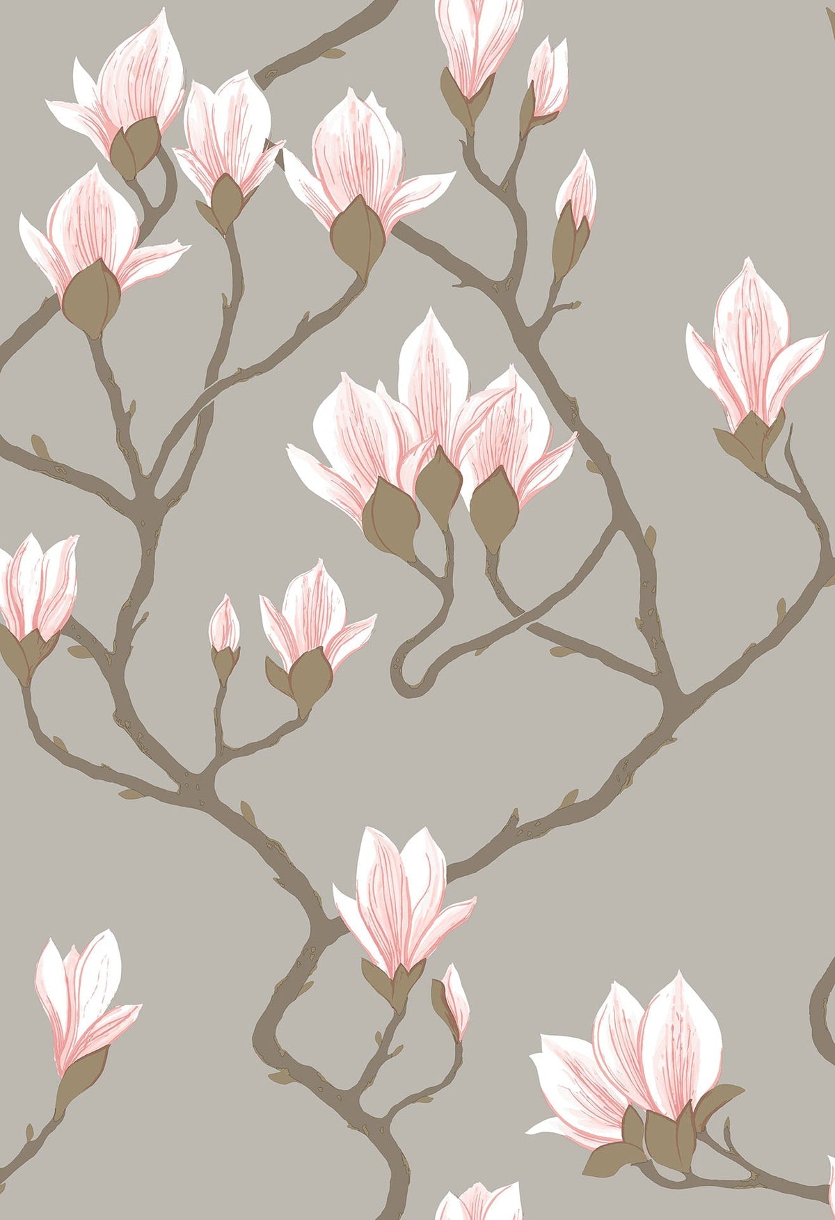 Cole & Son Magnolia – Alabaster on Metallic Silver – 72/3010