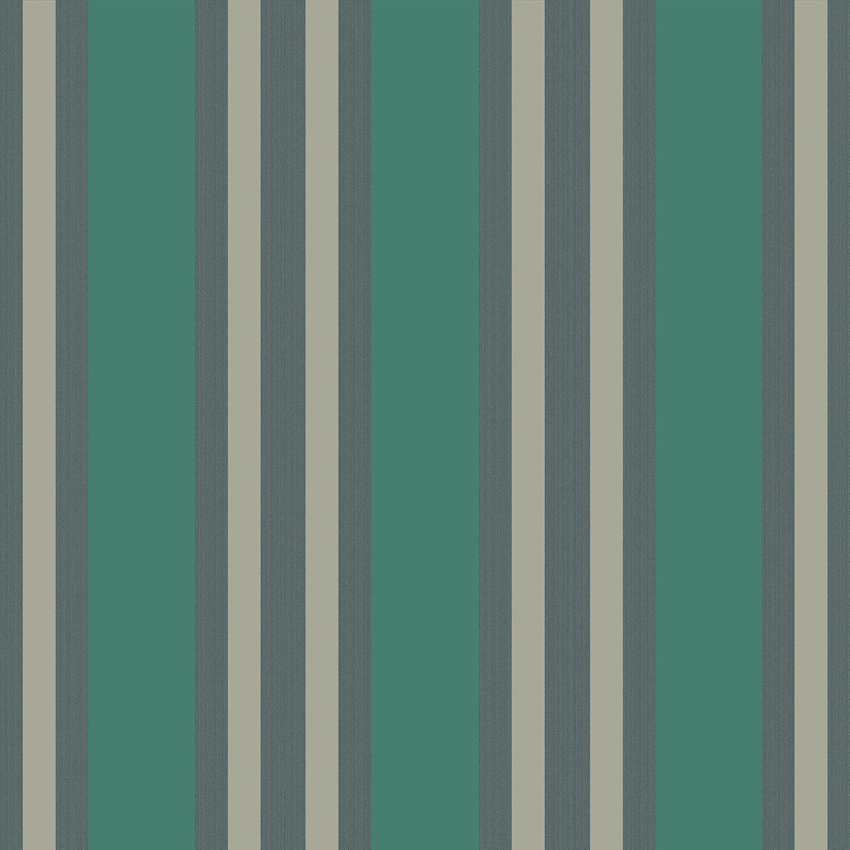 Cole & Son Polo Stripe Tapete – Viridian & Metallic Gilver (110/1002), Musteransicht