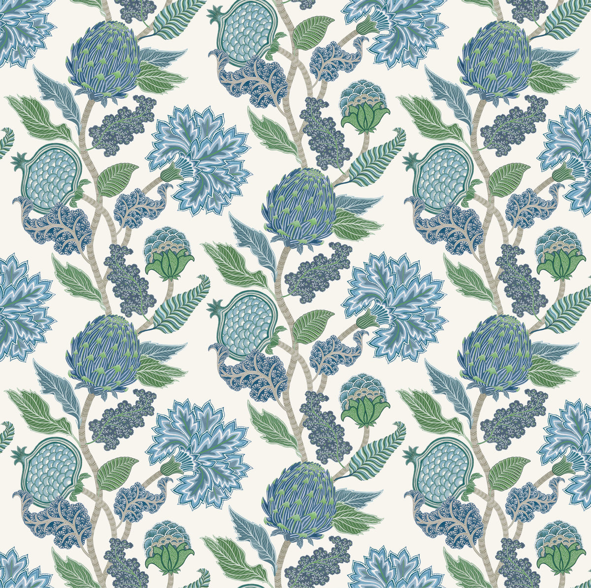 Osborne & Little Cynara – Stoff – F8022-03 – Denim / Apple