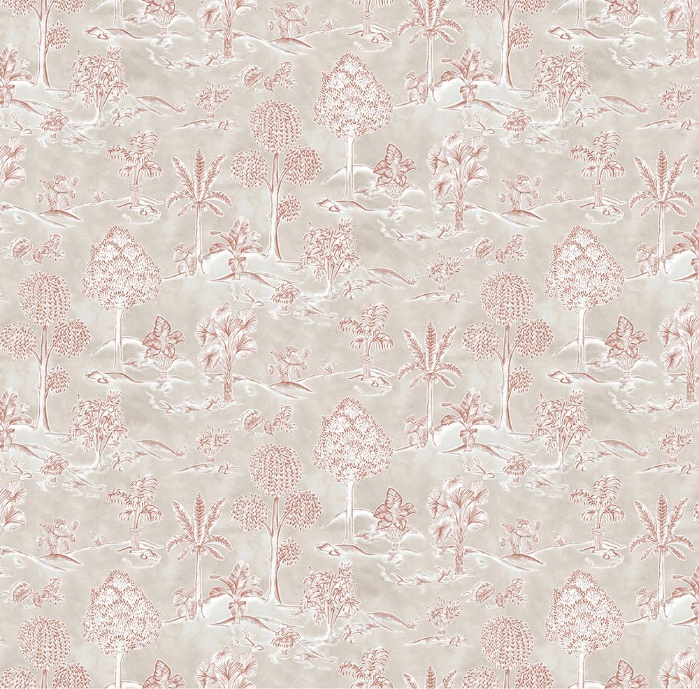 Osborne & Little Karuna – Stoff – F8023-04 – Taupe / Terracotta
