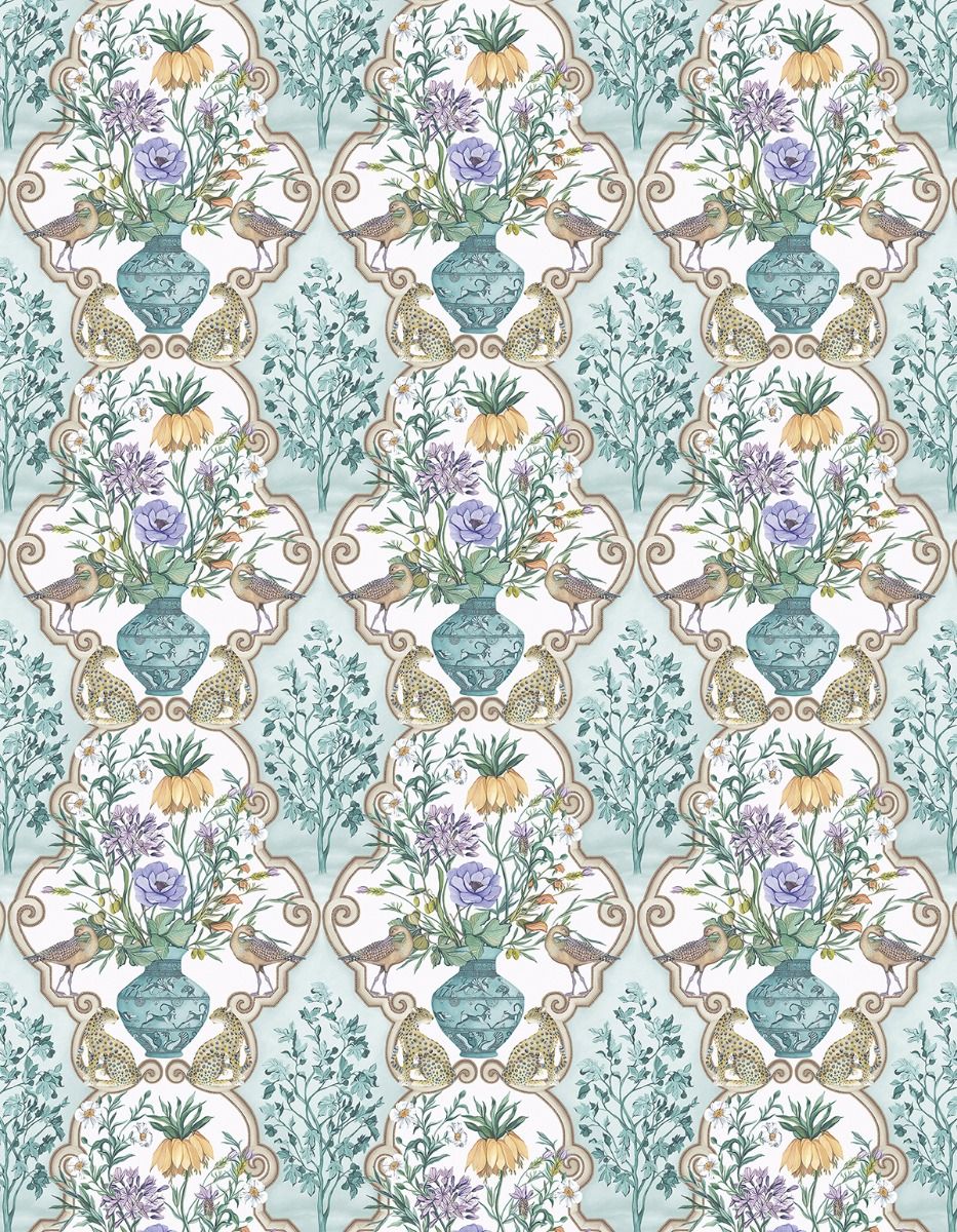 Osborne & Little Sundara – Stoff – F8027-02 – Aqua / Violet