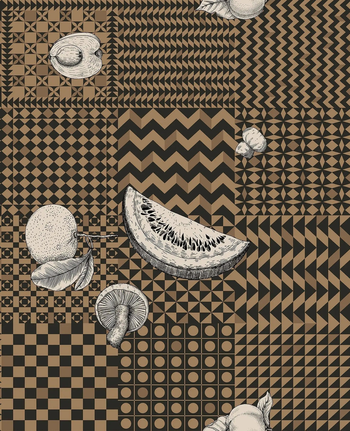 Cole & Son Fornasetti Frutta e Geometrico Black, White & Gold – Tapete
