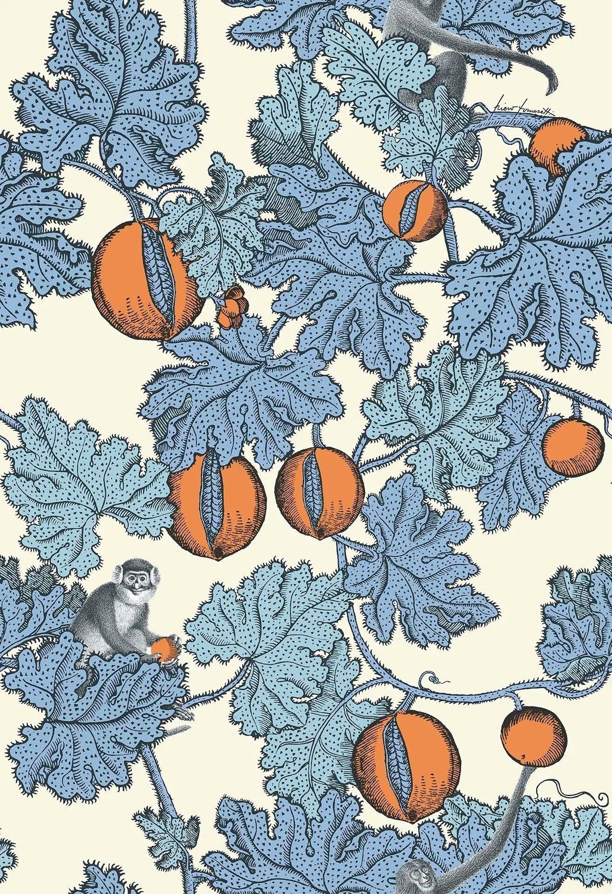 Cole & Son Frutto Proibito Tapete in Hyacinth & Orange on White