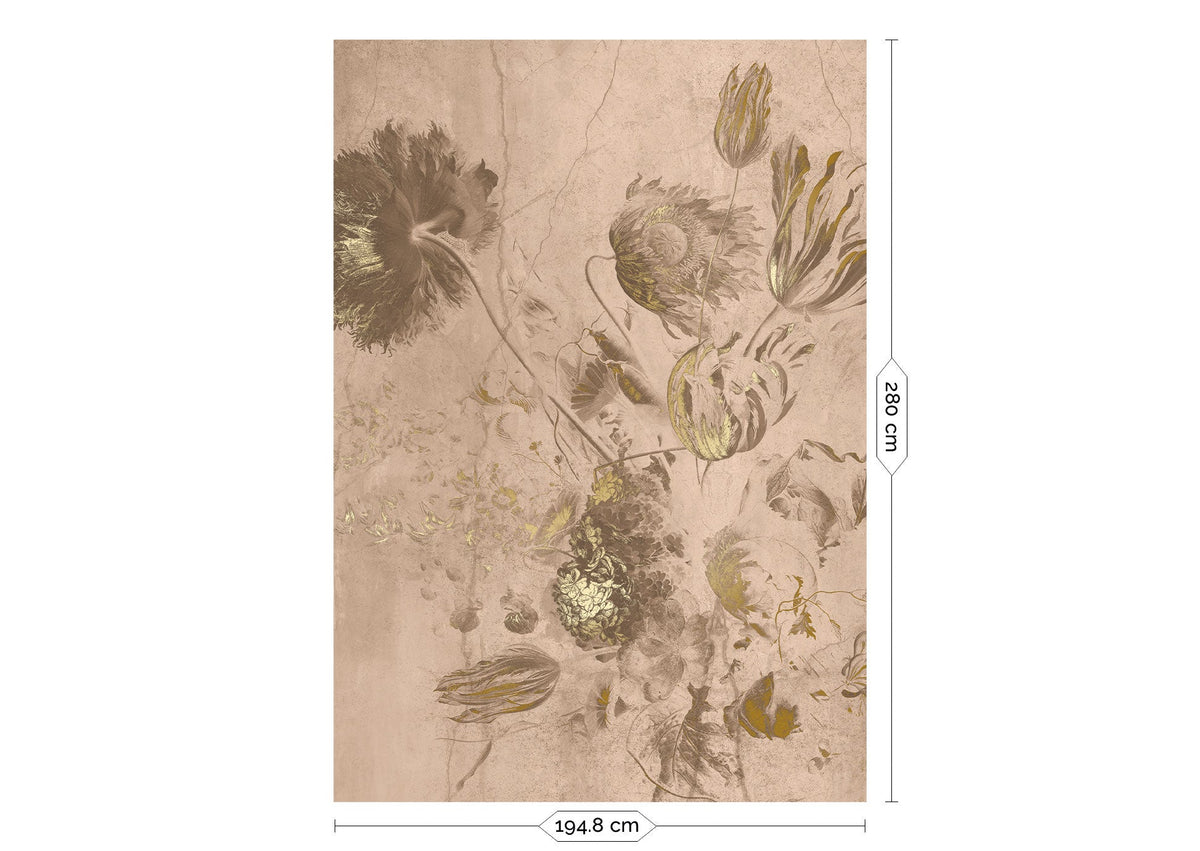 KEK Amsterdam Fresco Flowers Gold/Nude Tapete-Tapeten-KEK Amsterdam-TOJU Interior