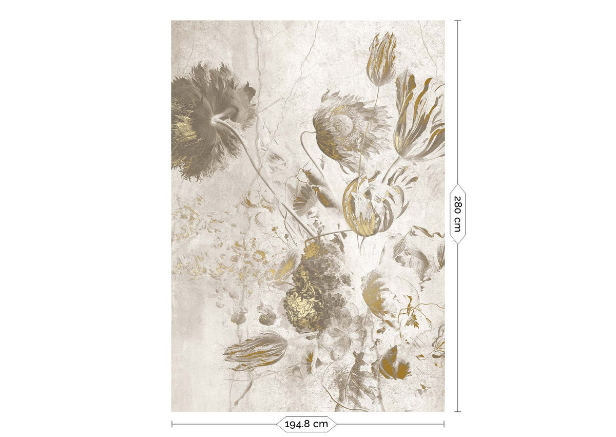 KEK Amsterdam Fresco Flowers Gold Weiß Motivansicht