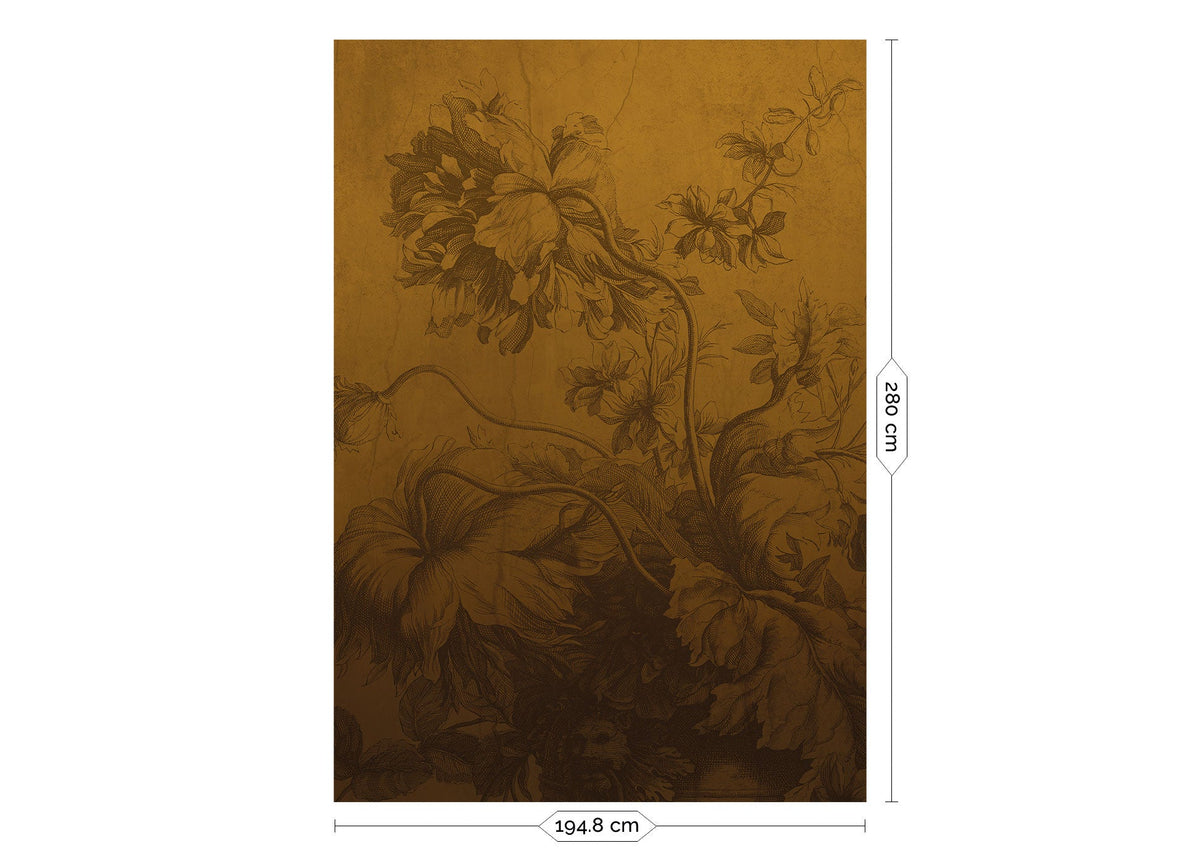 KEK Amsterdam Gradient Flowers Ocker Tapetenmotiv 194,8 × 280 cm