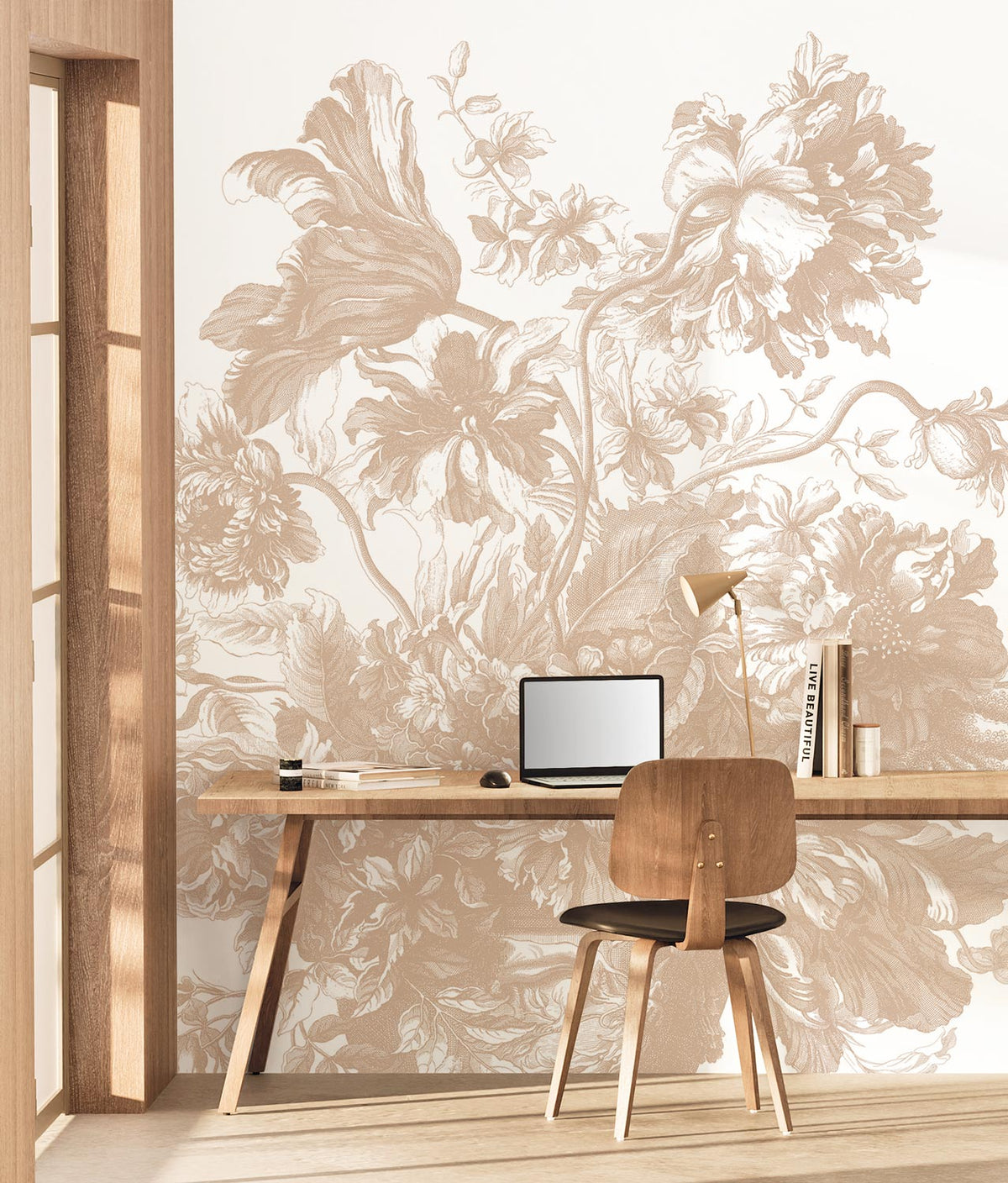 KEK Amsterdam Engraved Flowers Nude Tapete – zweite Raumansicht