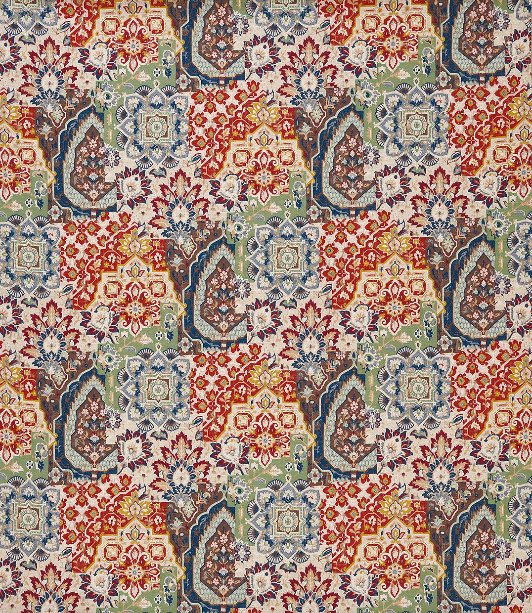 Nina Campbell Paridaiza – Stoff – NCF4565-01 – Blue / Terracotta / Green