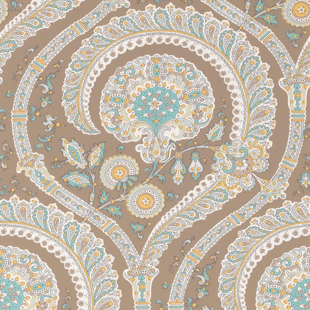Nina Campbell Les Indiennes Les Indiennes Taupe/Aqua NCW4350-03