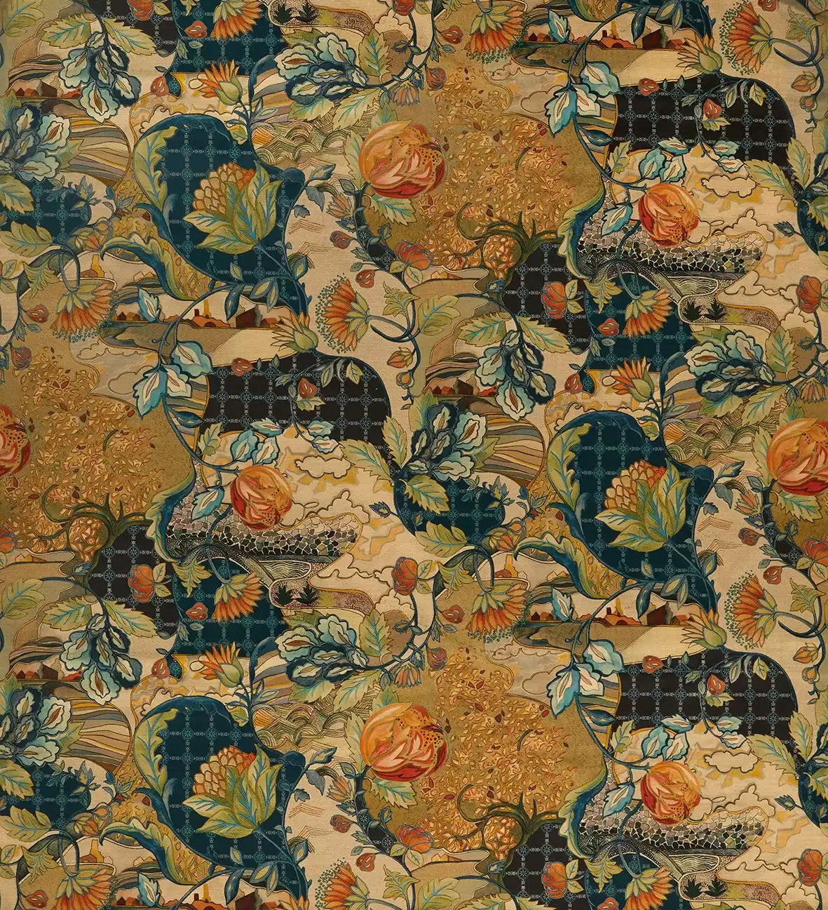 Osborne & Little Hartfield Velvet Samtstoff in Mallard – F7675-01