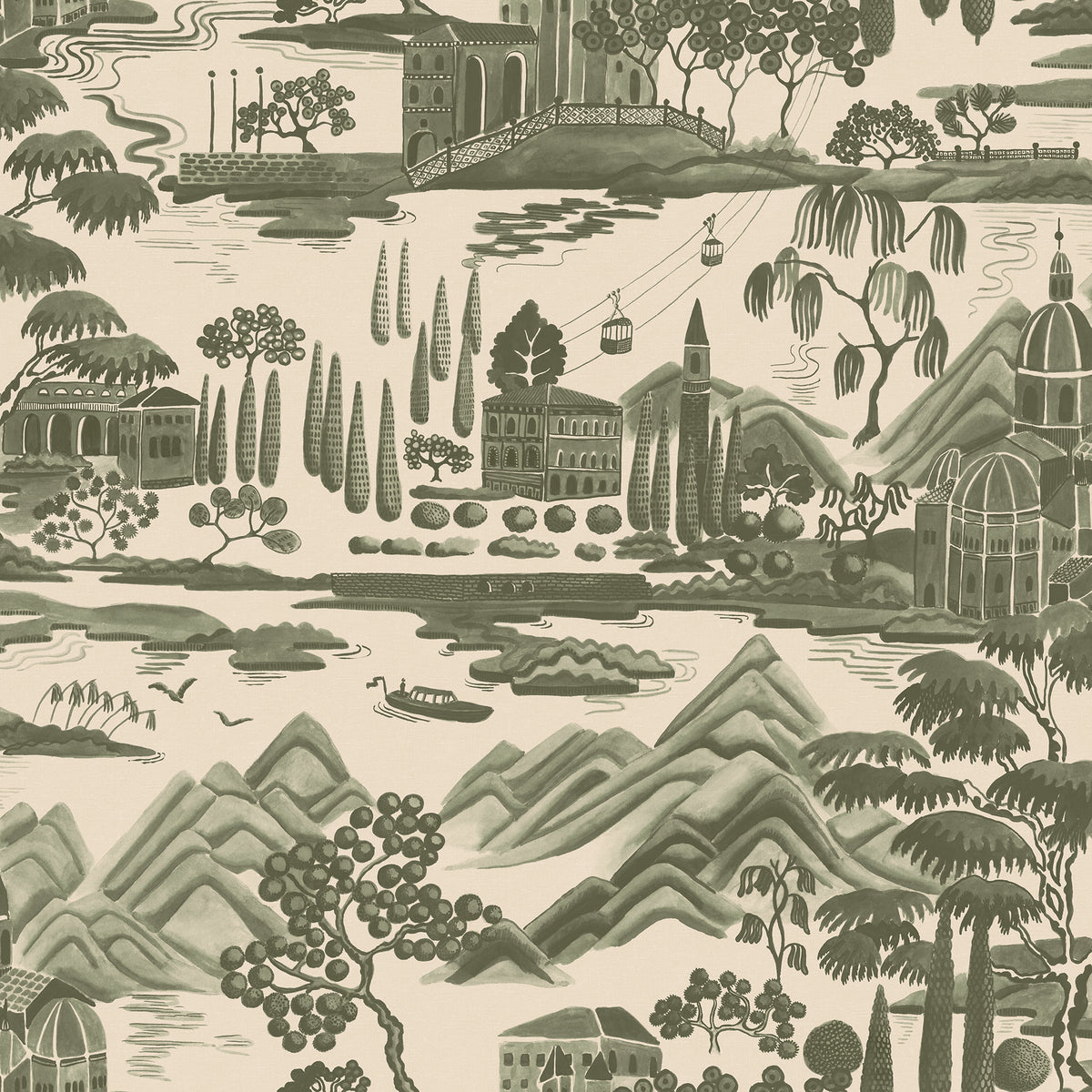 Sandberg Lake Como Forest Green S10689 – Tapetenmuster
