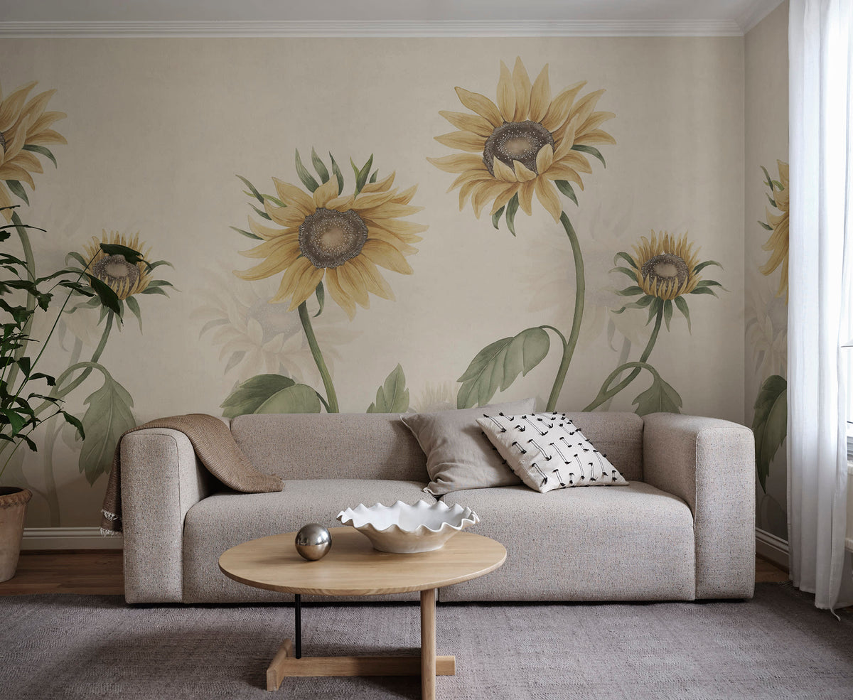 Sandberg Fototapete Sunflowers S10527 – Raumansicht