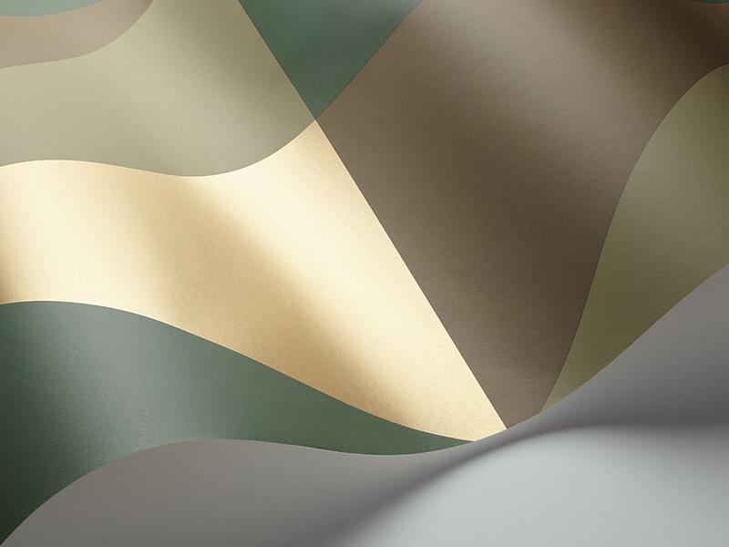 Cole and Son - Tapete Apex Grand Wallpaper-Tapeten-Cole & Son-Olive & Forest Green & Metallic Gold S105/10044-TOJU Interior