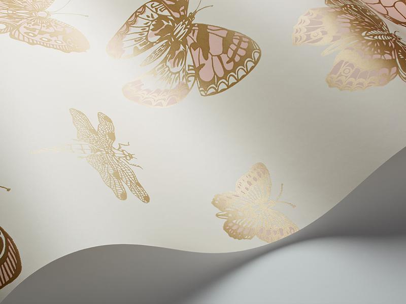 Cole and Son - Tapete Butterflies & Dragonflies Wallpaper-Tapeten-Cole & Son-Alabaster & Metallic Gold on Pale Cream S103/15066-TOJU Interior