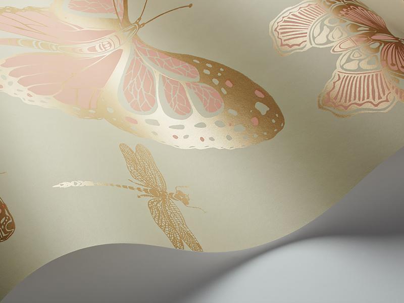 Cole and Son - Tapete Butterflies & Dragonflies Wallpaper-Tapeten-Cole & Son-Alabaster & metallic Gold on Eau du Nil S103/15063-TOJU Interior